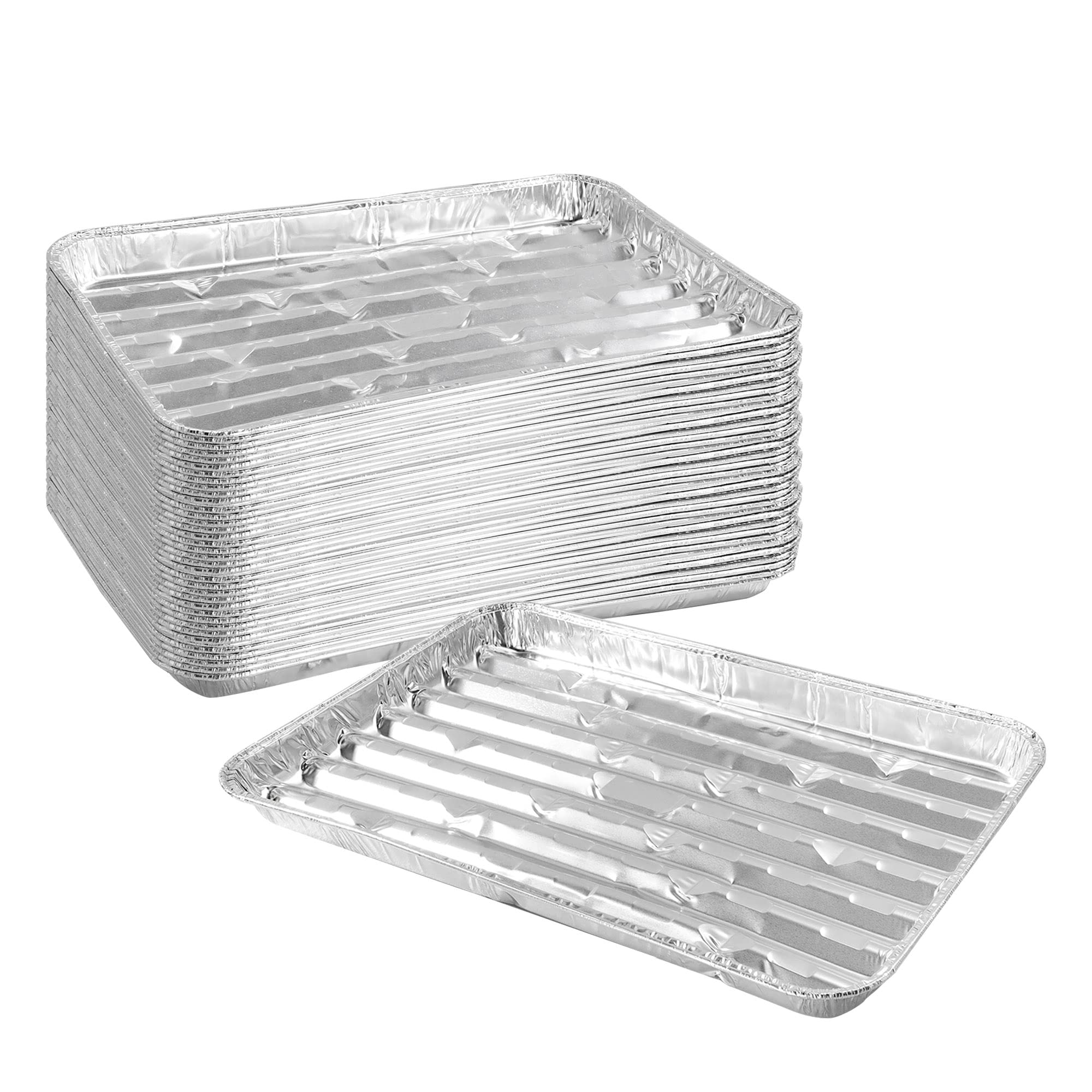 40 Pack 13x9x1 Inch Disposable Aluminum Broiler Pans - Heavy Duty Foil Grill & Baking Pans for Oven, BBQ, Roasting, Takeout - Perfect for Restaurants, Catering & Home Cooking