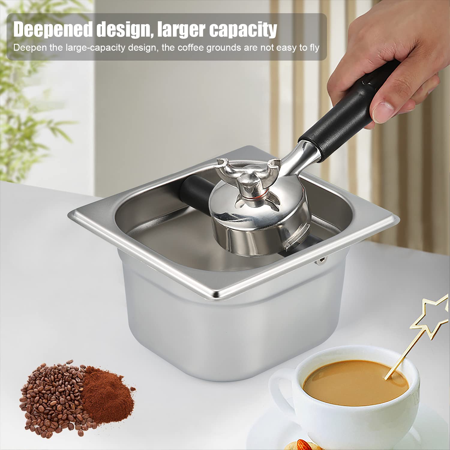 Premium Stainless Steel Coffee Knock Box - Durable Coffee Grounds Container with Easy-Clean Design | Perfect for Espresso Bars, Home Kitchens & Coffee Shops | Essential Barista Accessory for Waste Disposal