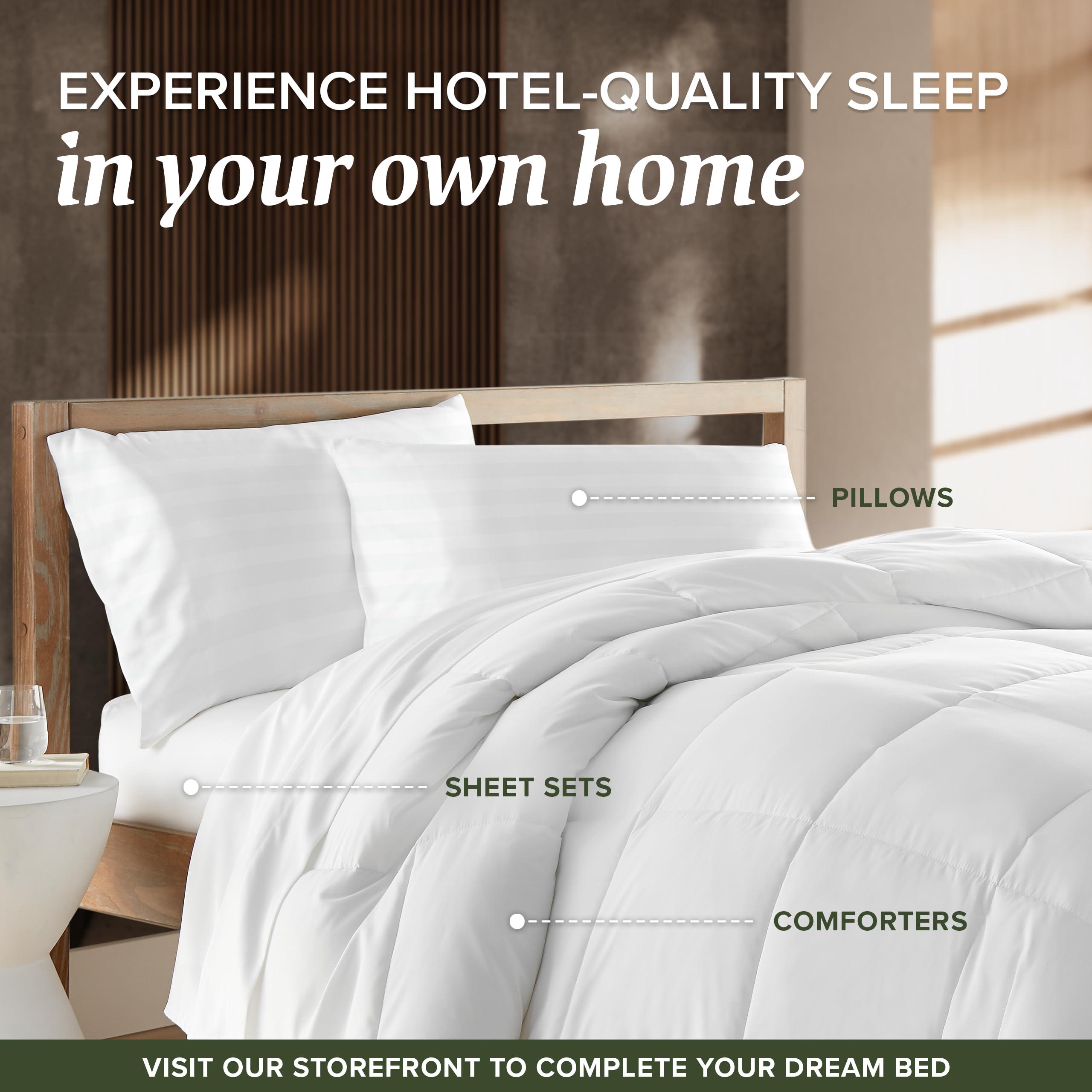 Beckham Queen Pillow Protector Set of 2 - Soft Breathable Cotton for Hotels & Home