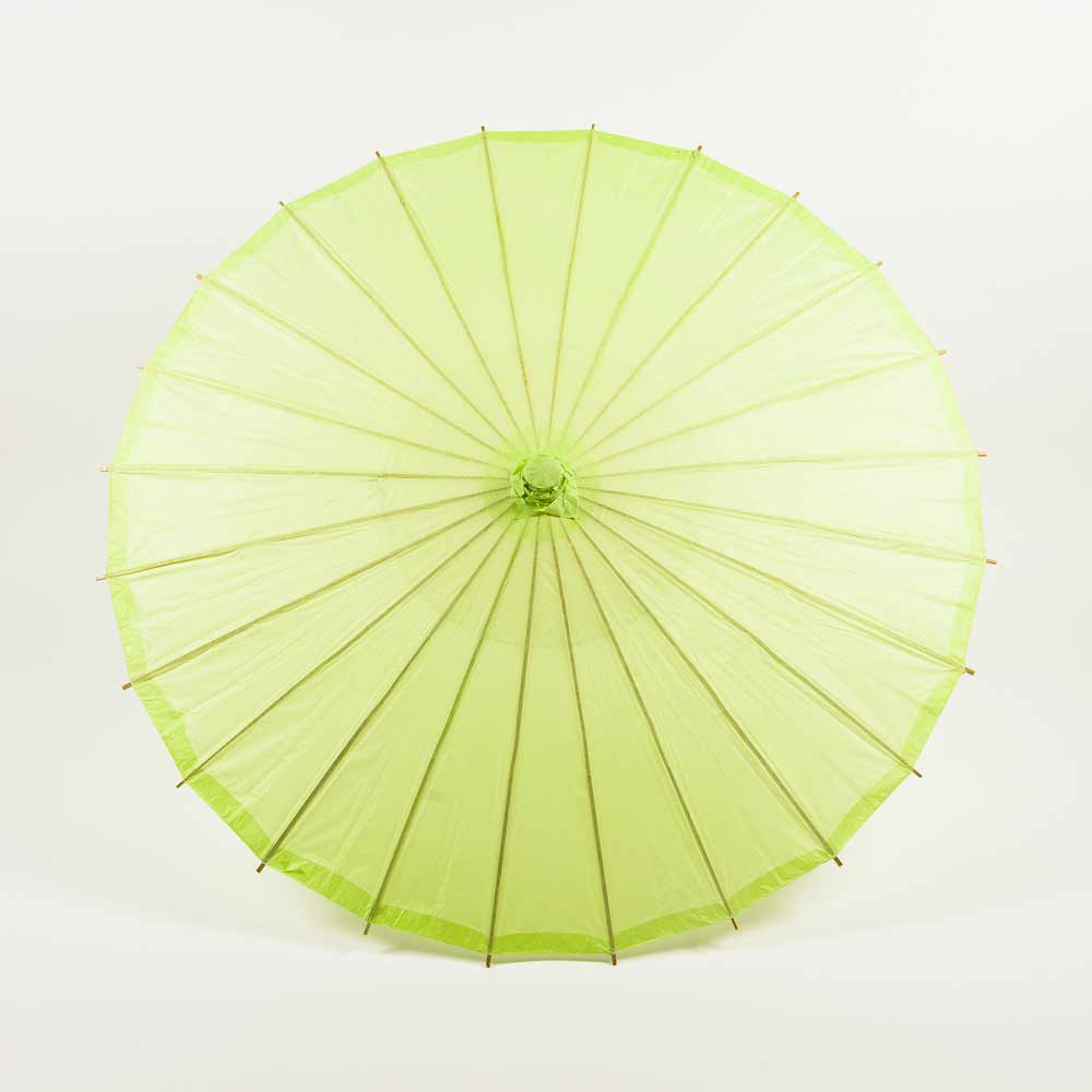 32 Light Lime Paper Parasol Umbrella with Elegant Handle - Vintage Japanese Style Sun Shade for Garden Parties, Weddings & Photo Shoots