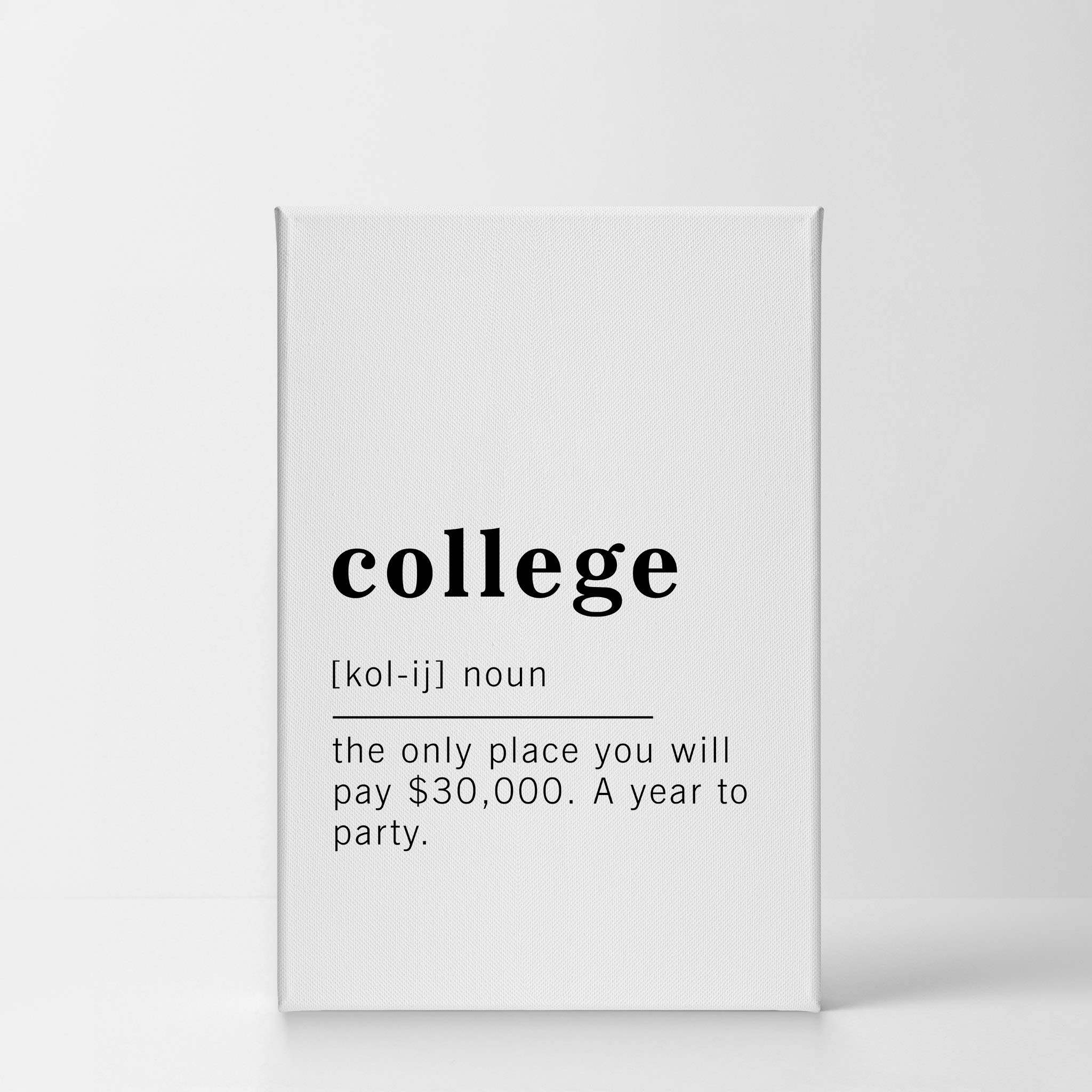 Funny Noun Dictionary Definition College Canvas Print - Inspirational Quote Wall Art for Office, Living Room, Bedroom & Bathroom Decor - Ready to Hang 40x30 Inch Made in USA - Perfect Gift for Graduates & Dorm Room Decor