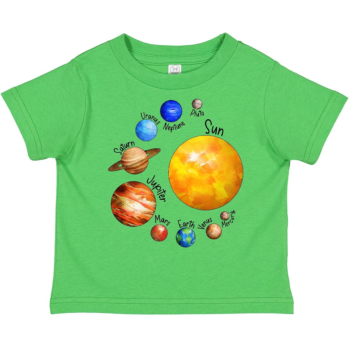 Inktastic Sun and Planets - Yes, and Pluto Toddler T-Shirt | Cute Space-Themed Kids Tee for Boys & Girls | Perfect for School, Playdates & Astronomy Lovers