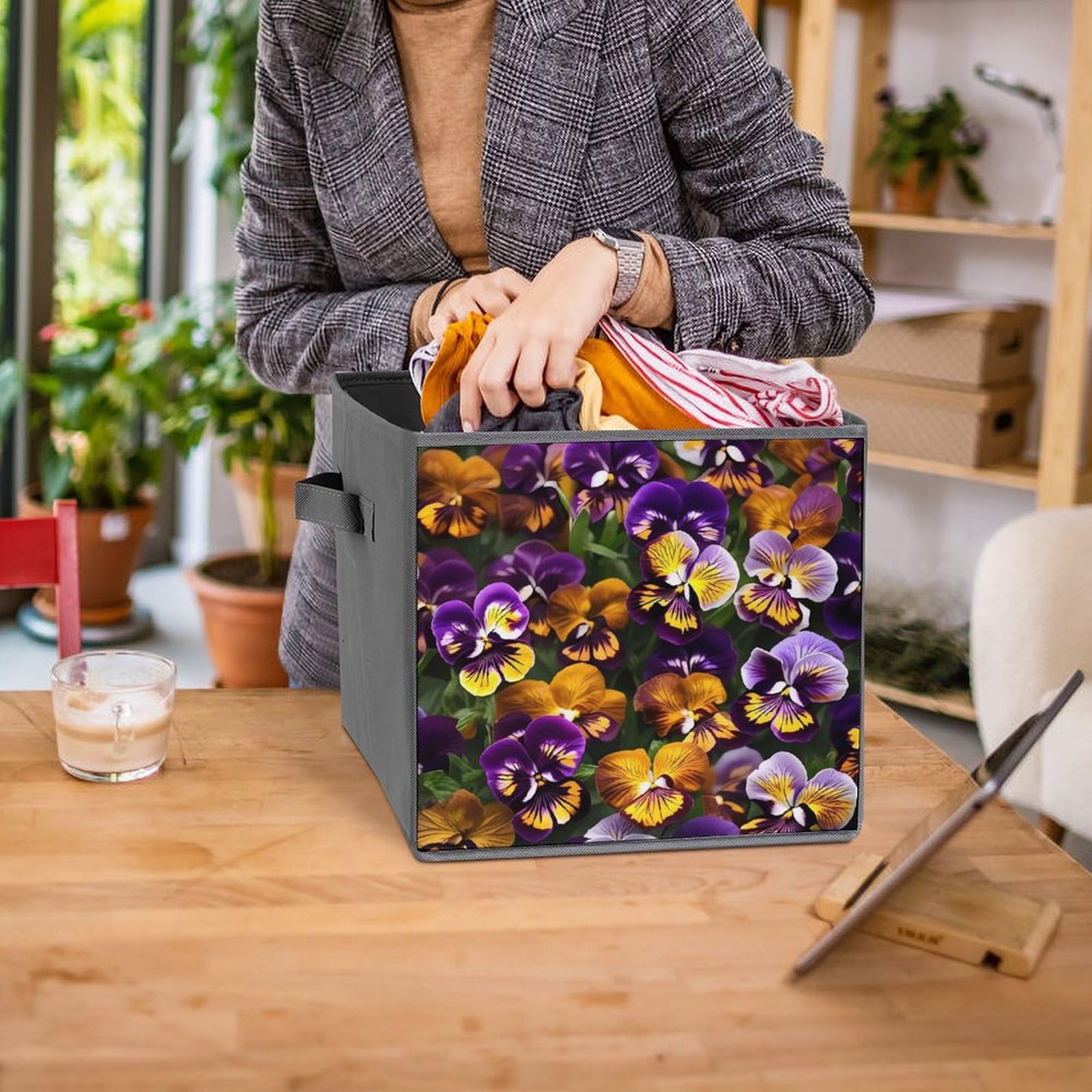 6PCS Foldable Storage Bins with Handles - Large Capacity Printed Storage Boxes for Playroom, Office & Home Organization | Perfect for Toys, Books, Clothes & Household Items
