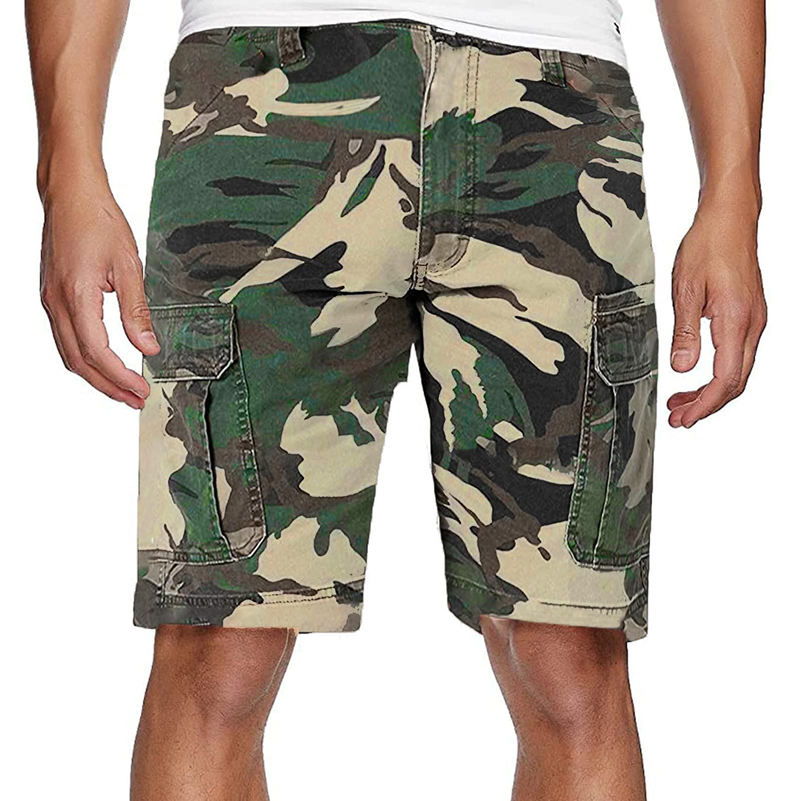 **Men's Cargo Shorts with Pockets - Linen Athletic Casual Shorts for Summer, Gym, Hiking & Outdoor Activities**