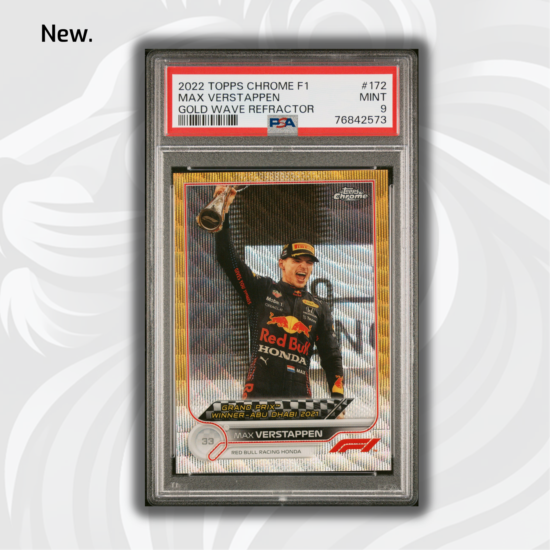 2022 Topps Chrome F1 PSA 9 Max Verstappen #172 Gold Wave Refractor Card - Perfect for F1 Collectors, Racing Fans, and Sports Memorabilia Displays