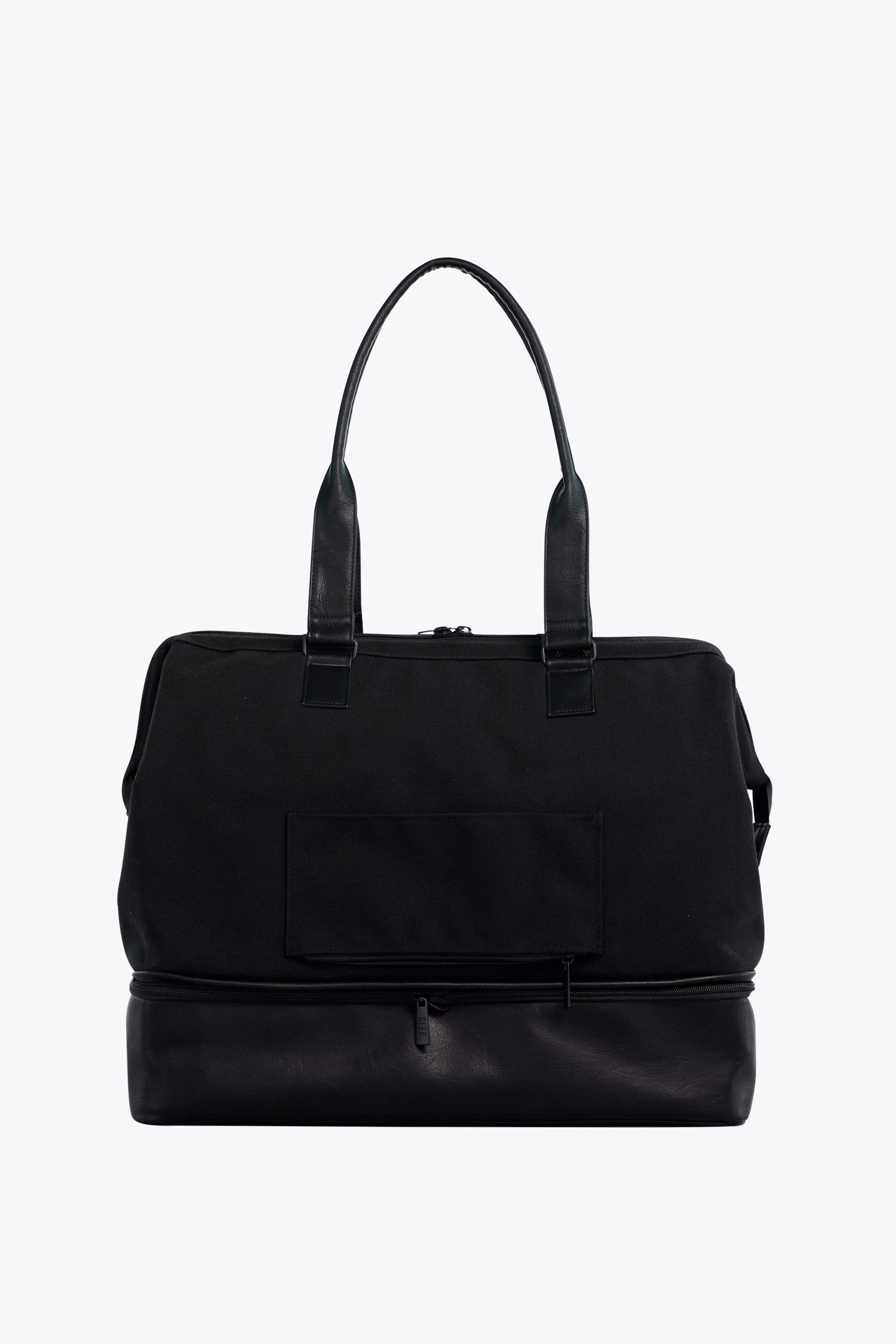 Black Convertible Weekender Bag - Stylish & Spacious Travel Duffel for Weekend Getaways, Gym, Work & Overnight Trips