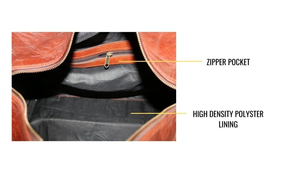 Jaald 20 Inch Genuine Leather Duffle Bag - Waterproof Travel Carry On Luggage for Gym, Overnight Trips & Weekend Getaways - Perfect for Business Travel, Sports Gear & Vacation Essentials