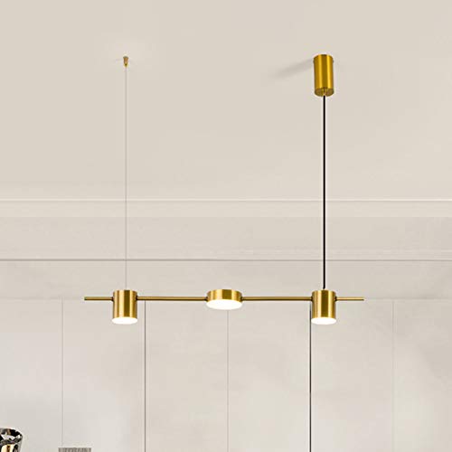 LITFAD Modern 3-Light Gold LED Chandelier - Adjustable Hanging Pendant Light with Cool White 21W Bulbs for Bedroom, Kitchen Island, Dining Room & Restaurant Lighting | Dimmable Contemporary Fixture for Home & Commercial Spaces