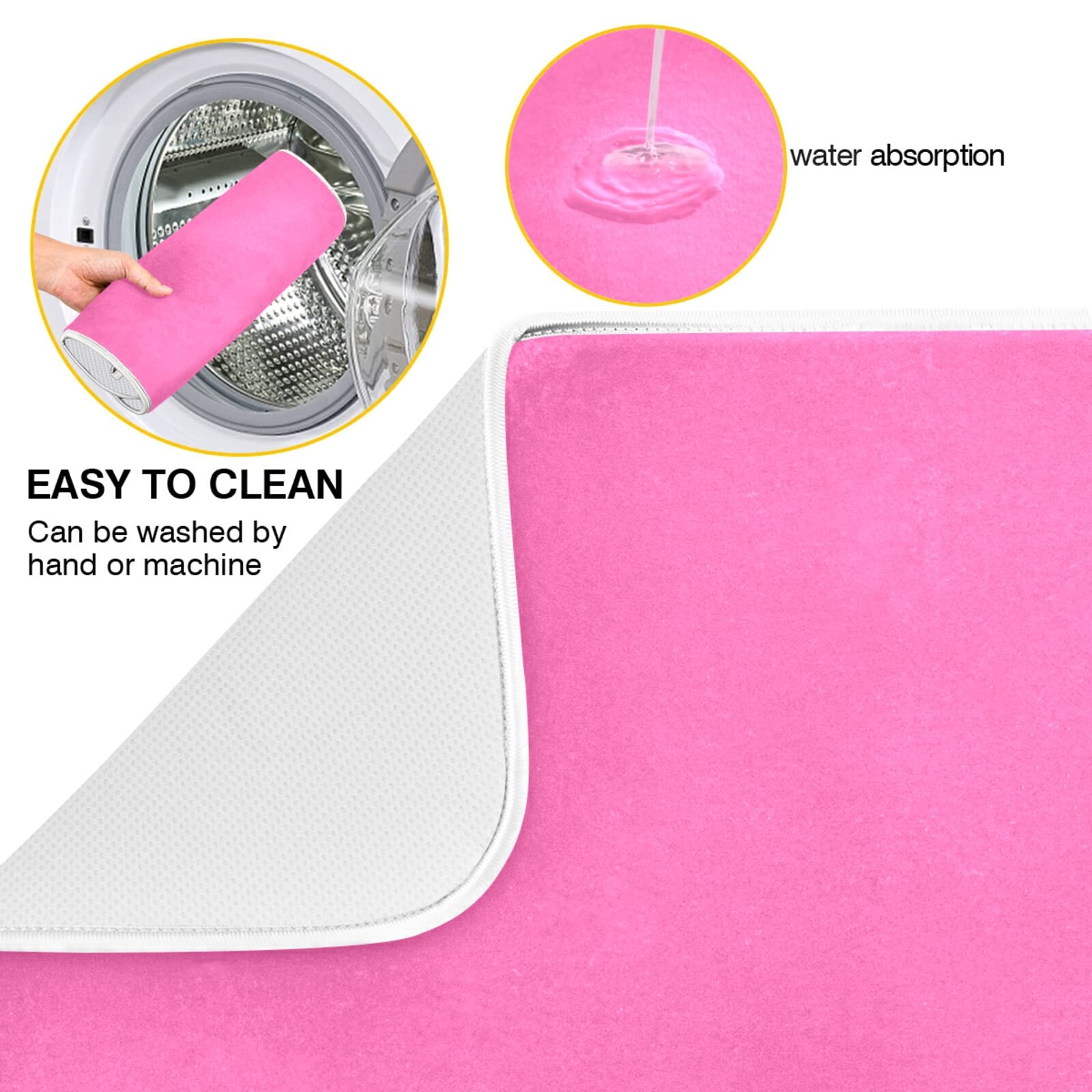 Extra Large Hot Pink Microfiber Dish Drying Mat - 18x24 Inch Heat-Resistant Kitchen Counter Mat for Dishes, Utensils & Cookware | Perfect for Kitchen Countertops, Sink Areas & Dish Rack Protection