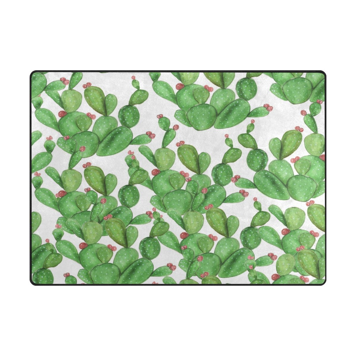 ALAZA Green Cactus Area Rug - 7'x5' Soft Floor Mat for Living Room, Bedroom, Dorm | Boho Home Decor, Non-Slip Comfort for Kids & Pets