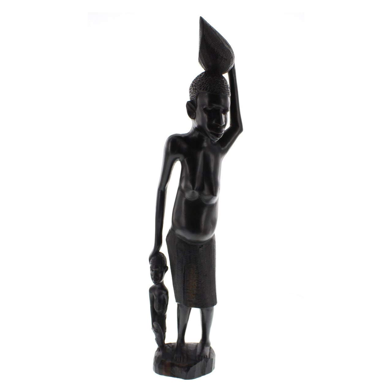Handcrafted Makonde Woman and Child Wooden Figurine - African Tribal Art Collectible - Perfect for Home Decor, Gift, or Cultural Display