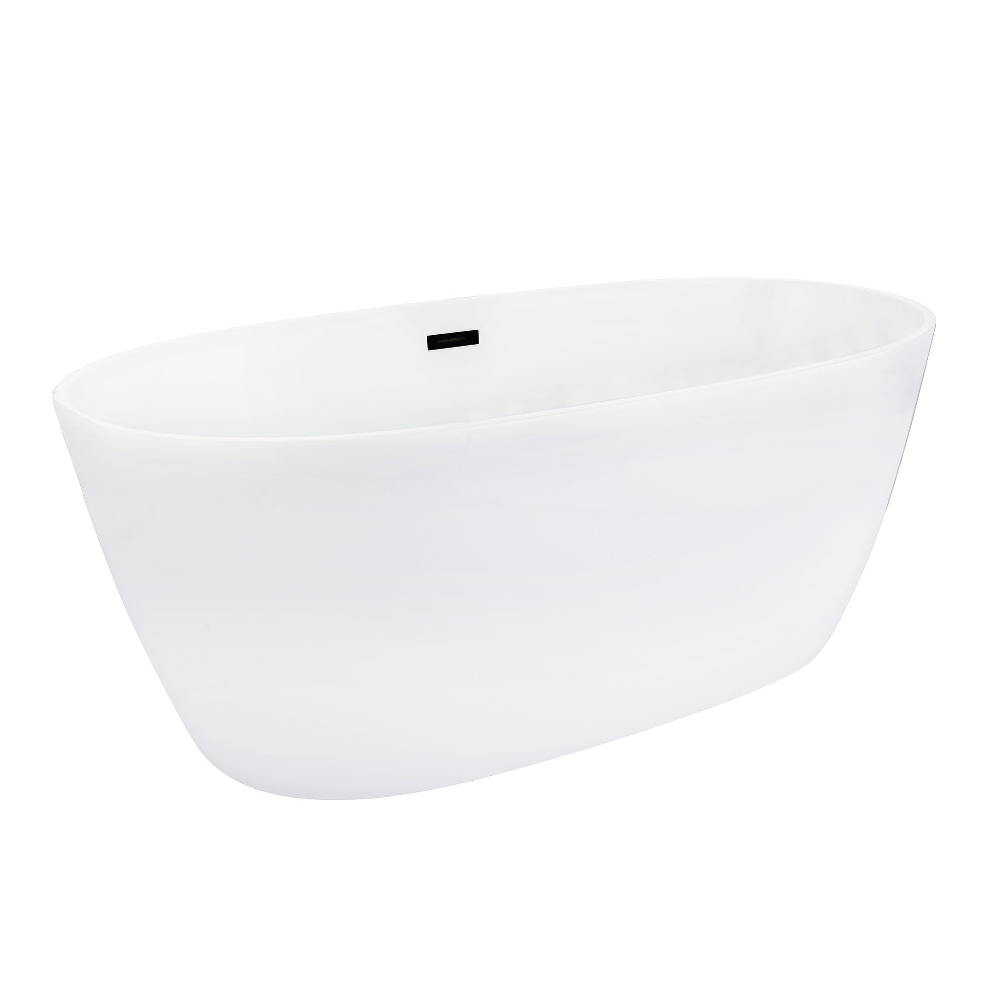 Rauris 59 x 28 Inch Freestanding Acrylic Soaking Bathtub - Glossy White with Drain & Overflow - Perfect for Spa-Like Relaxation in Master Bathrooms