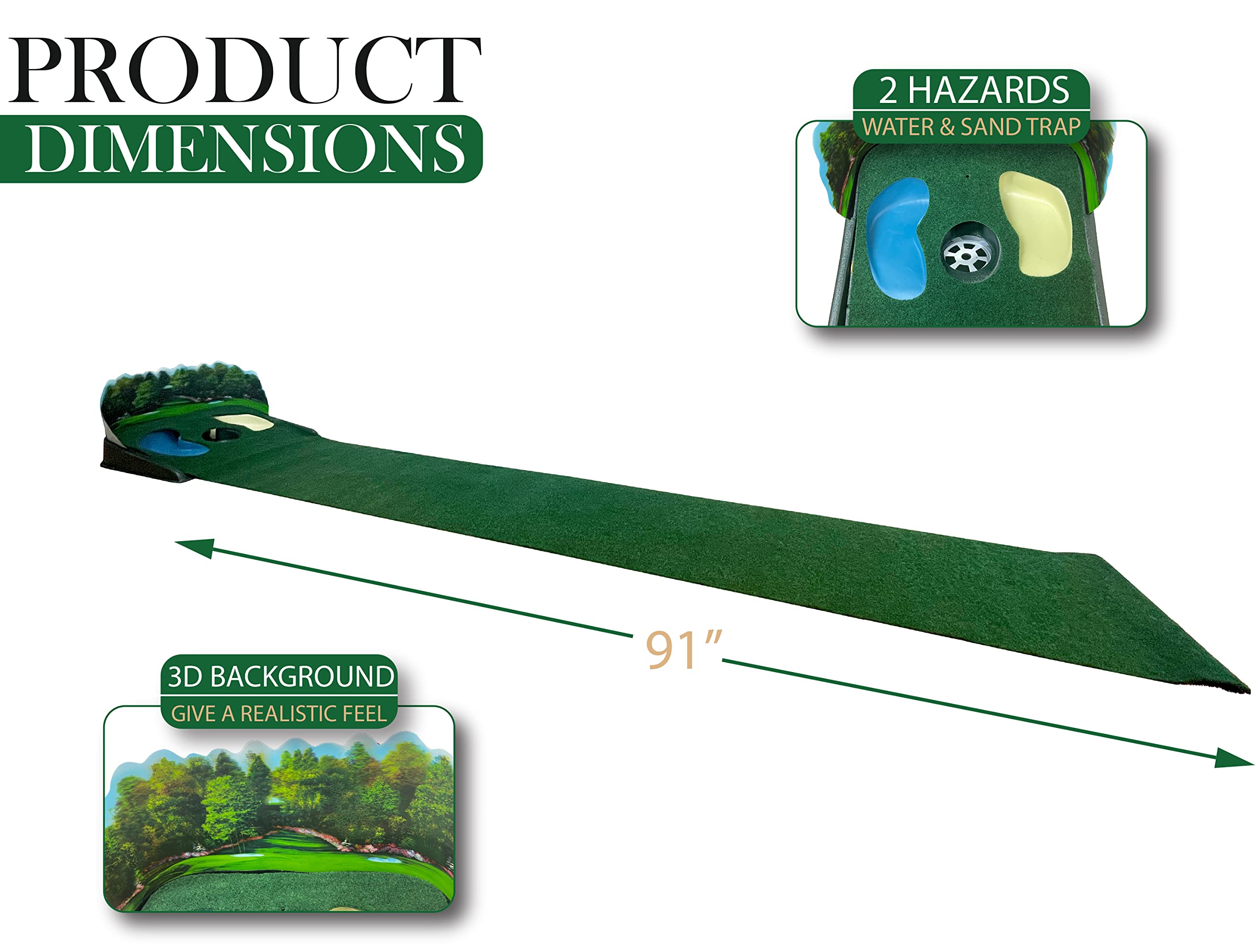 Club Champ Super Sized Putt N' Hazard Electric Putting Mat - Indoor Golf Training Aid for Home & Office Practice | Perfect for Improving Short Game & Putting Skills