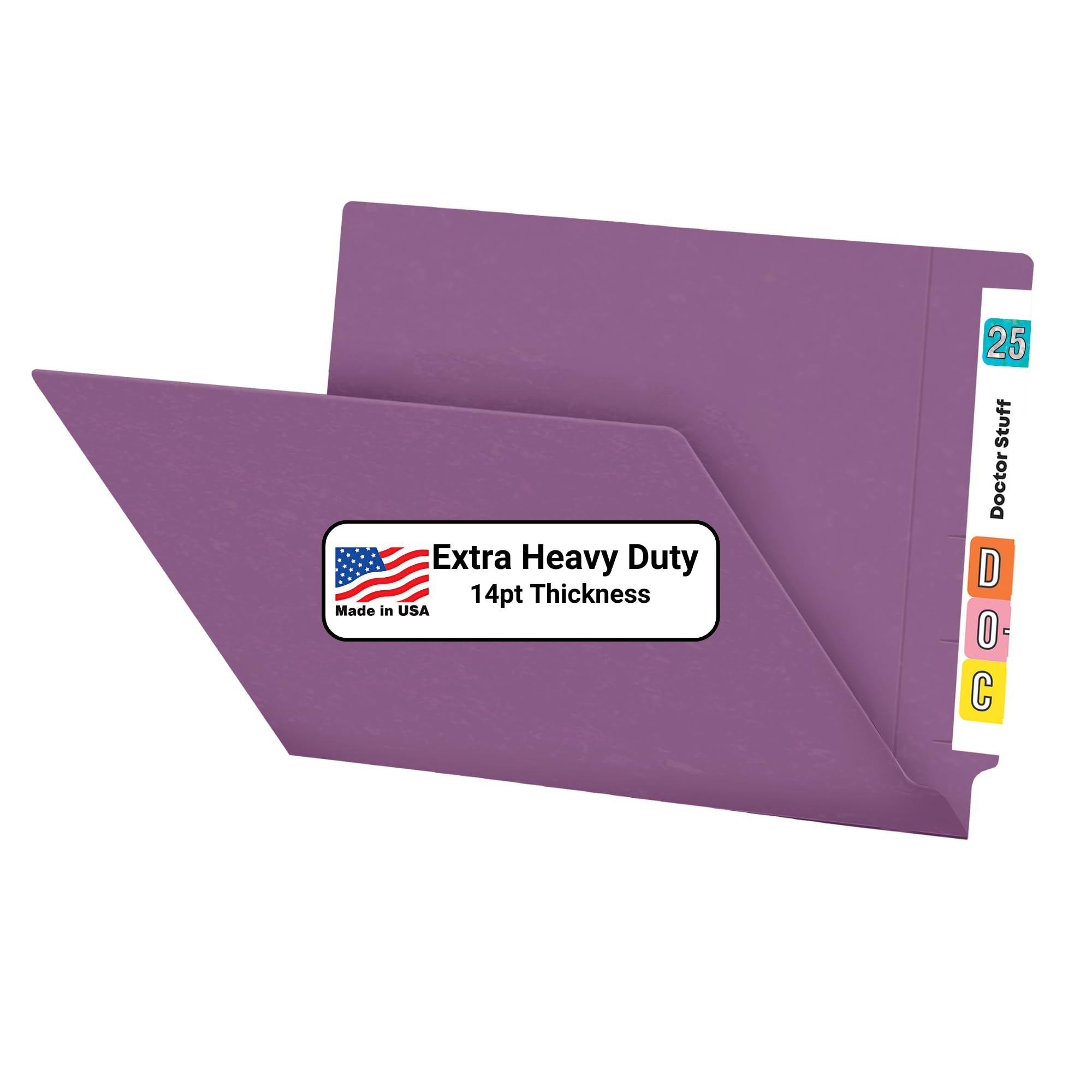 Premium Purple Letter Size File Folders - 14pt Reinforced End Tab Folders, Pack of 50 | Organize Medical Documents, Office Files & School Papers