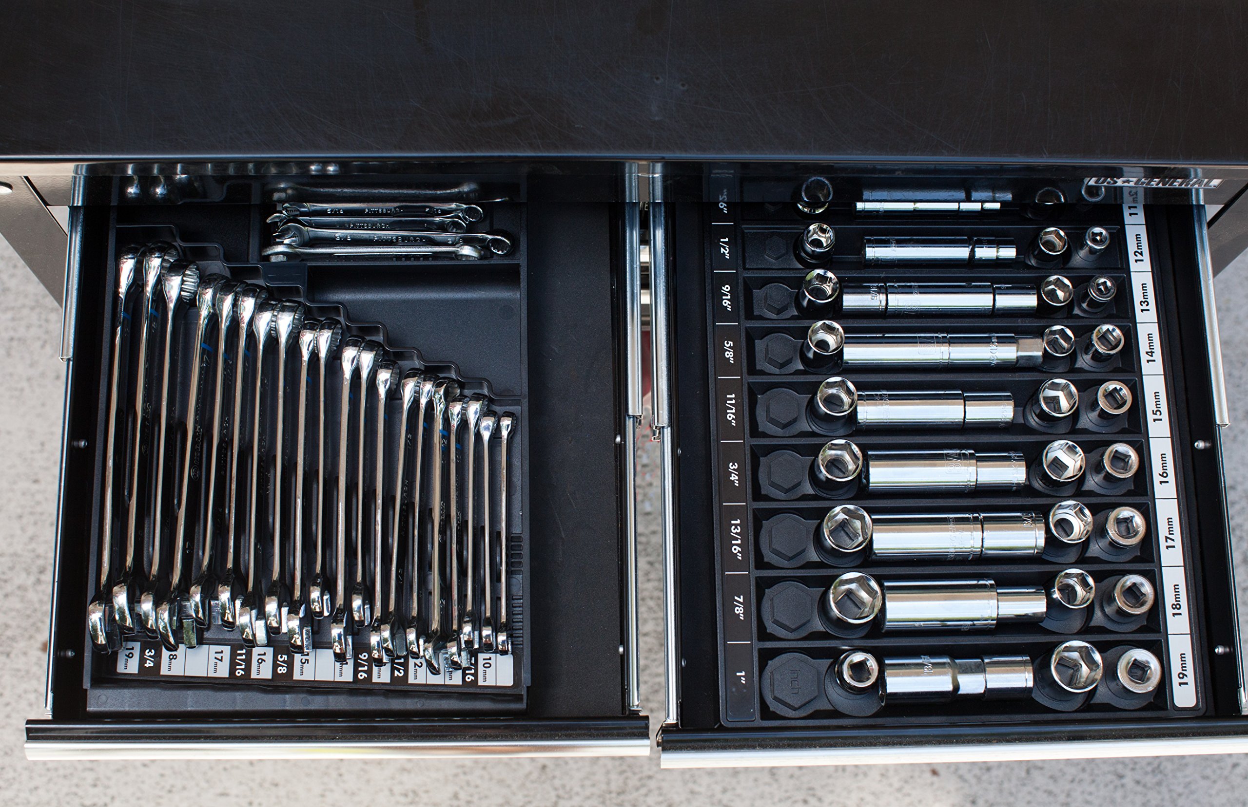 Premium Black Wrench Organizer - Made in USA - Perfect for Toolbox, Garage & Workshop Organization