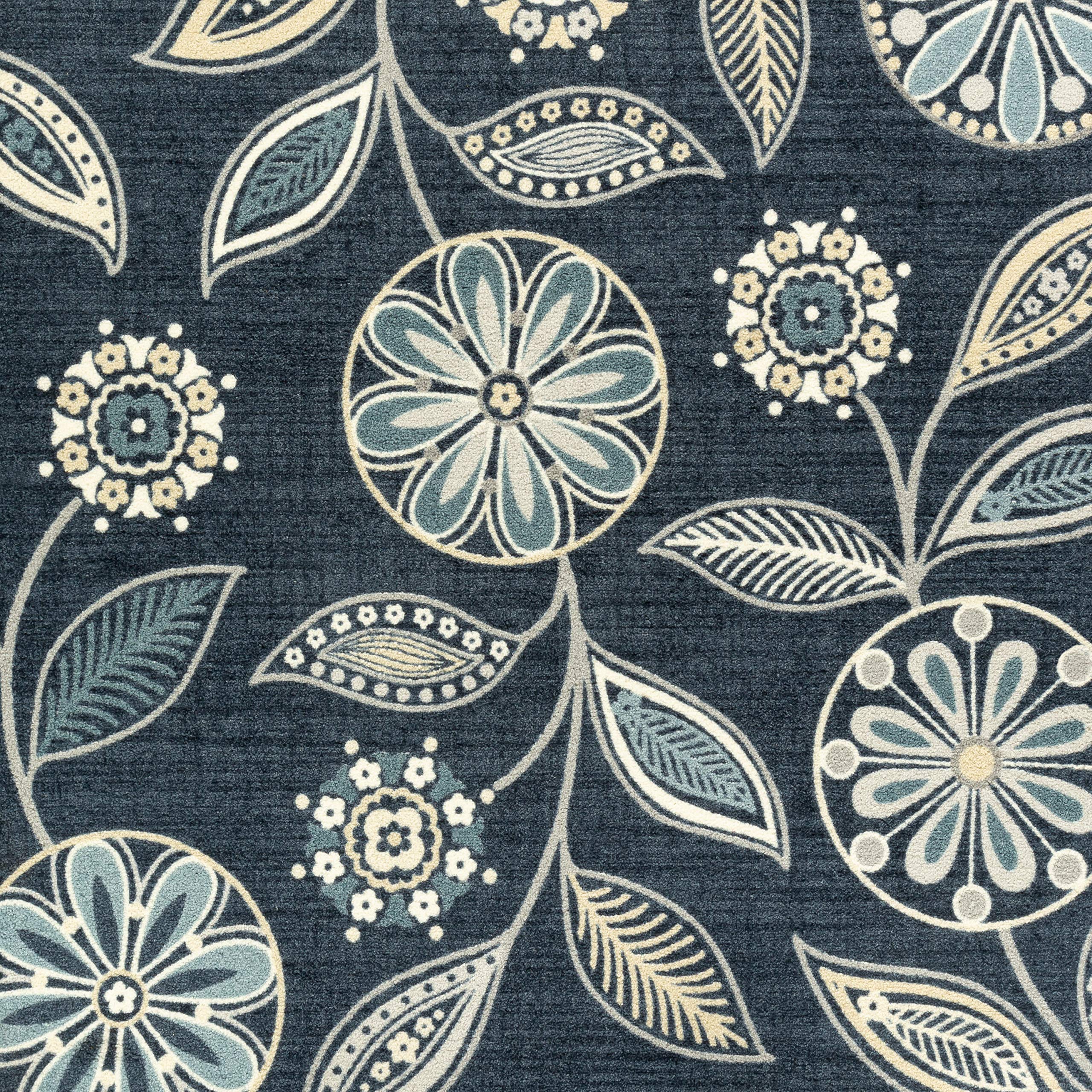 Maples Rugs Reggie Floral Area Rug - Handmade in USA - Low Pile Non-Slip Pet-Friendly Persian Blue Rug 5' x 7' for Living Room, Bedroom & Office - Perfect for Home Decor, Cozy Spaces & High Traffic Areas