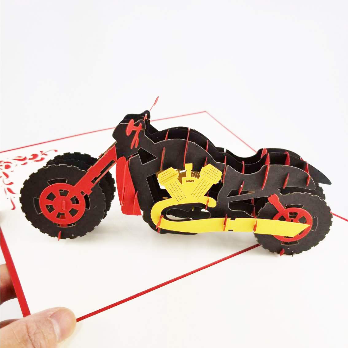 Motorcycle Pop Up Greeting Card - 3D Motorbike Birthday, Graduation, Congratulations, Retirement, Anniversary, Father's Day & Mother's Day Card - Perfect for Bikers & Motorcycle Enthusiasts (Use for Special Occasions & Gifts)