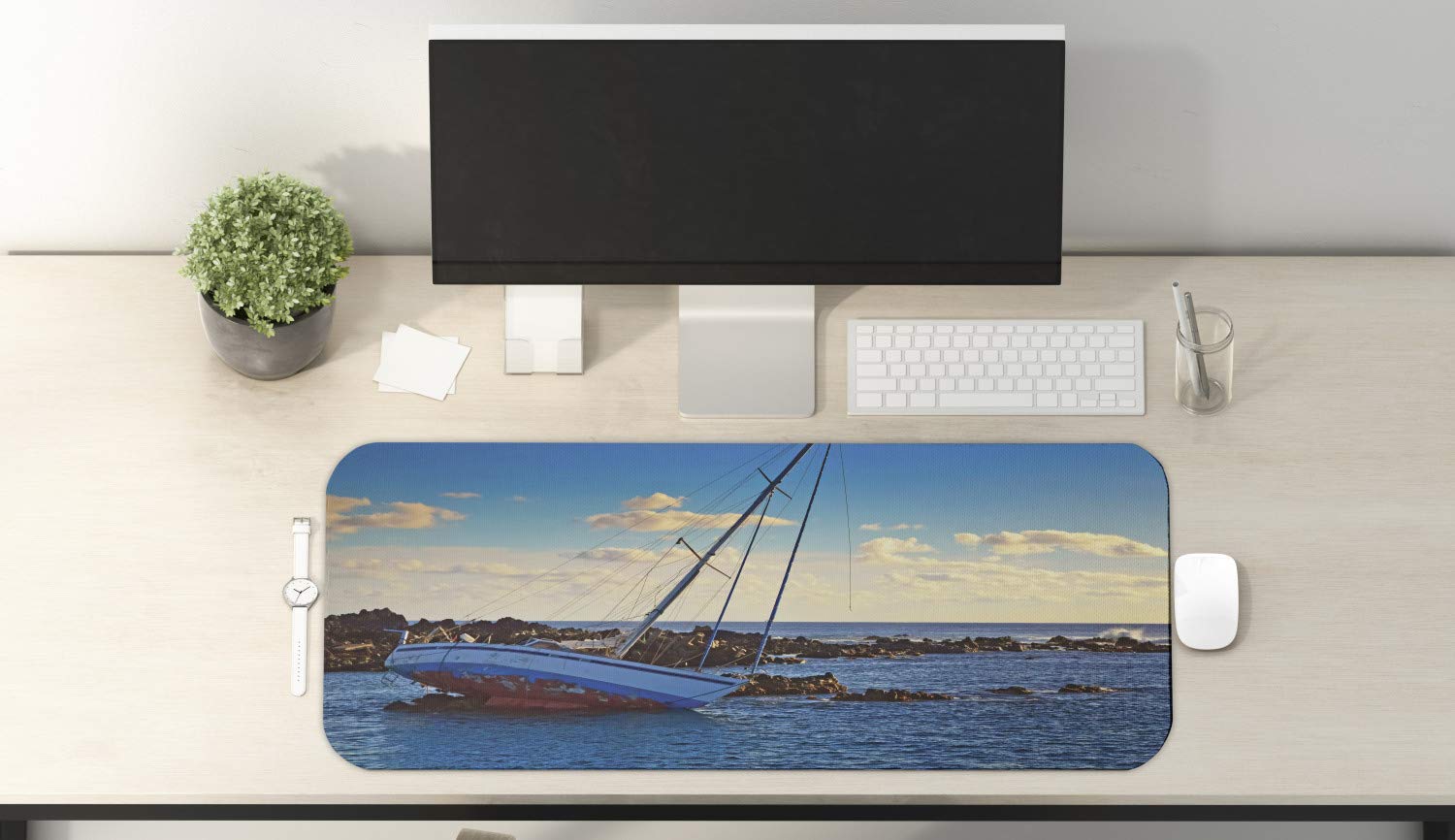 Ambesonne Shipwreck Design Non-Slip Gaming Mouse Pad - 31