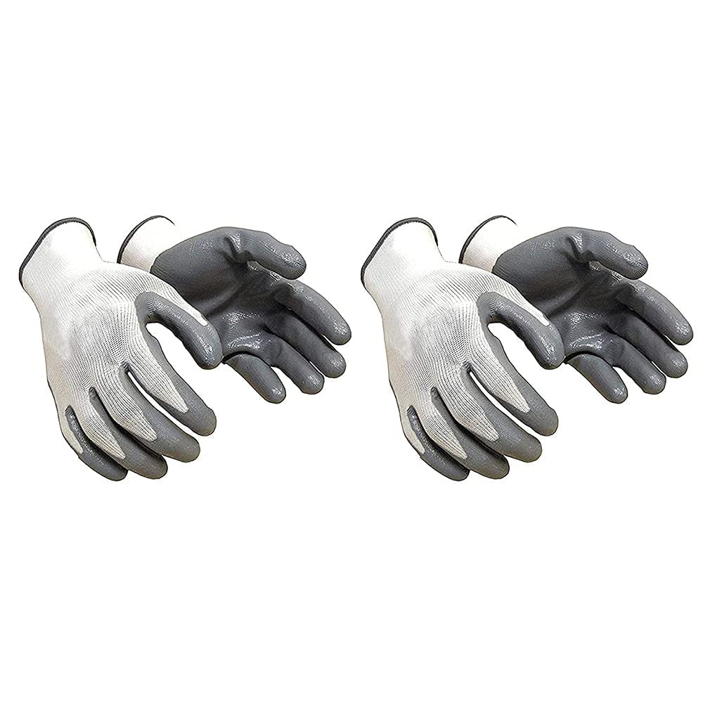 Moxtiza Cut-Resistant Nylon Safety Gloves - Industrial & Household Use - Anti-Slash Protection for Gardening, Construction, and DIY Projects (White & Grey or White & Blue) - 2 Pairs