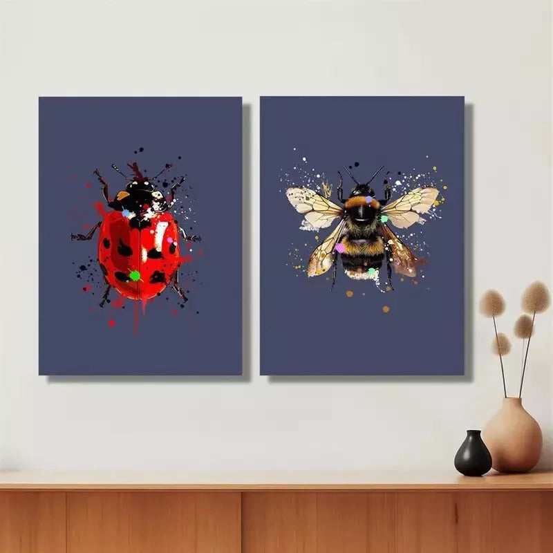 2Pcs Decorative Insect Canvas Wall Art - 50x75cm Framed High-Quality Print - 100% Australian Made - Ready to Hang - Perfect for Living Room, Bedroom & Office Decor