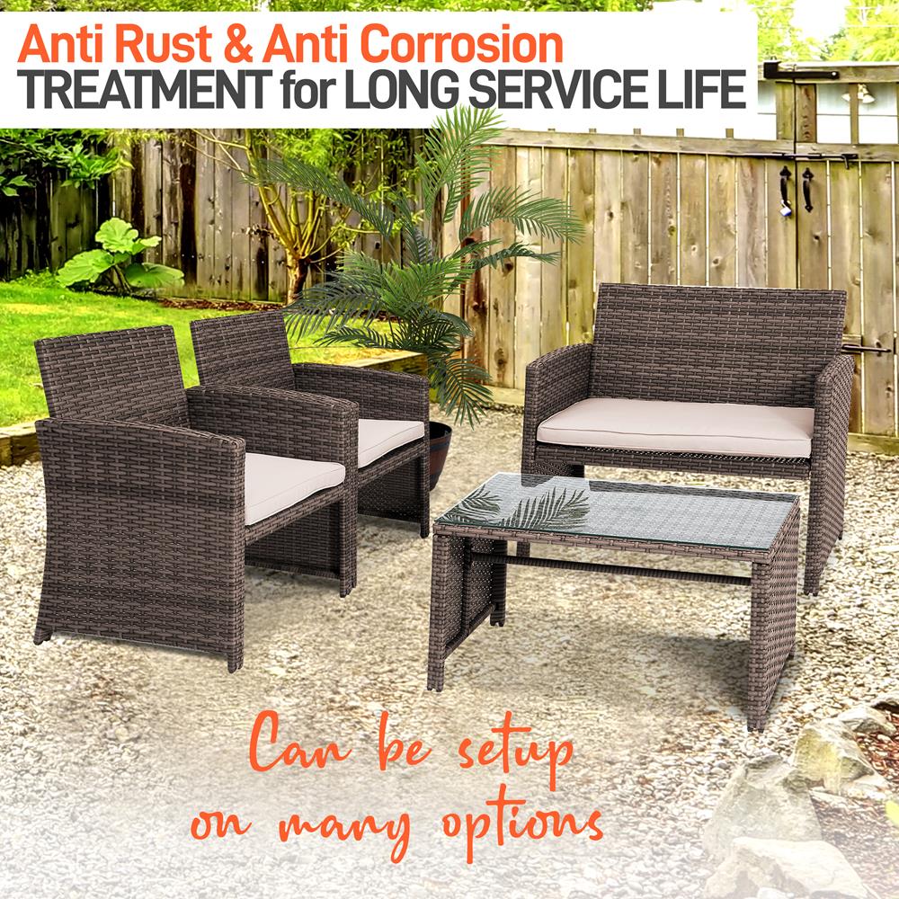 Premium Outdoor Patio Rattan Furniture Set - 5-Piece Wicker Sofa Set with Cushions, Waterproof & UV Resistant - Perfect for Garden, Backyard, and Poolside Relaxation