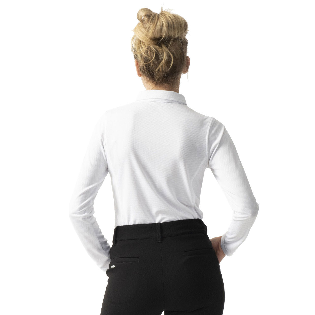 Women's White Long Sleeve Golf Polo Shirt - Breathable Moisture-Wicking Performance Top for Golf, Tennis & Casual Wear