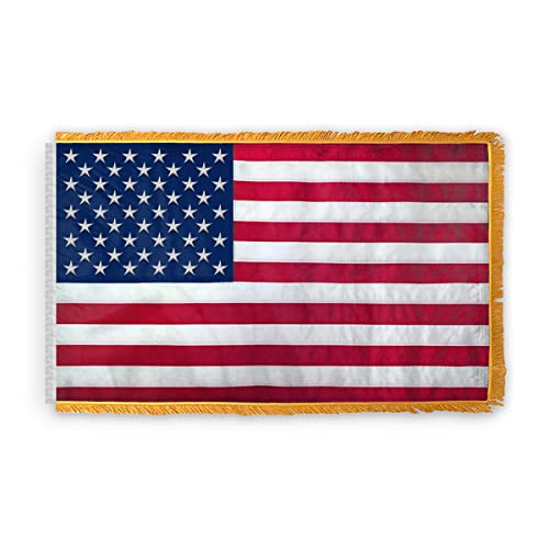 3' X 5' Ft USA Embroidered Ceremonial Flags With Fringe