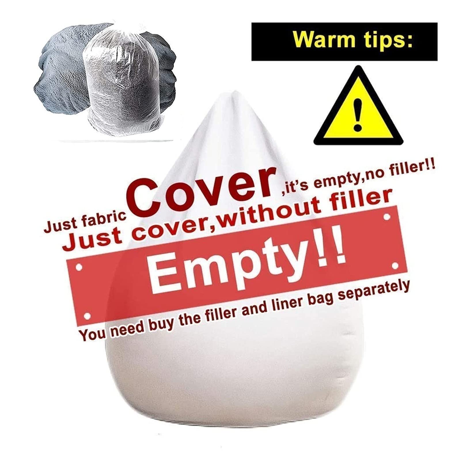 6ft 7ft Giant Bean Bag Chair for Kids & Adults - No Filler, Washable Jumbo Sofa Sack with Soft Faux Fur Cover - Perfect for Dorm, Family Room, Gaming & Movie Nights