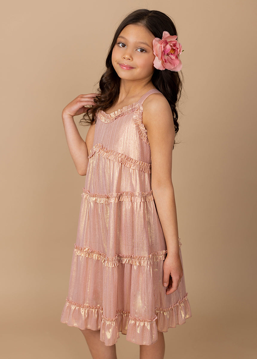 Darana Metallic Pink Dress - Elegant & Stylish Women's Fashion for Parties, Weddings & Special Occasions