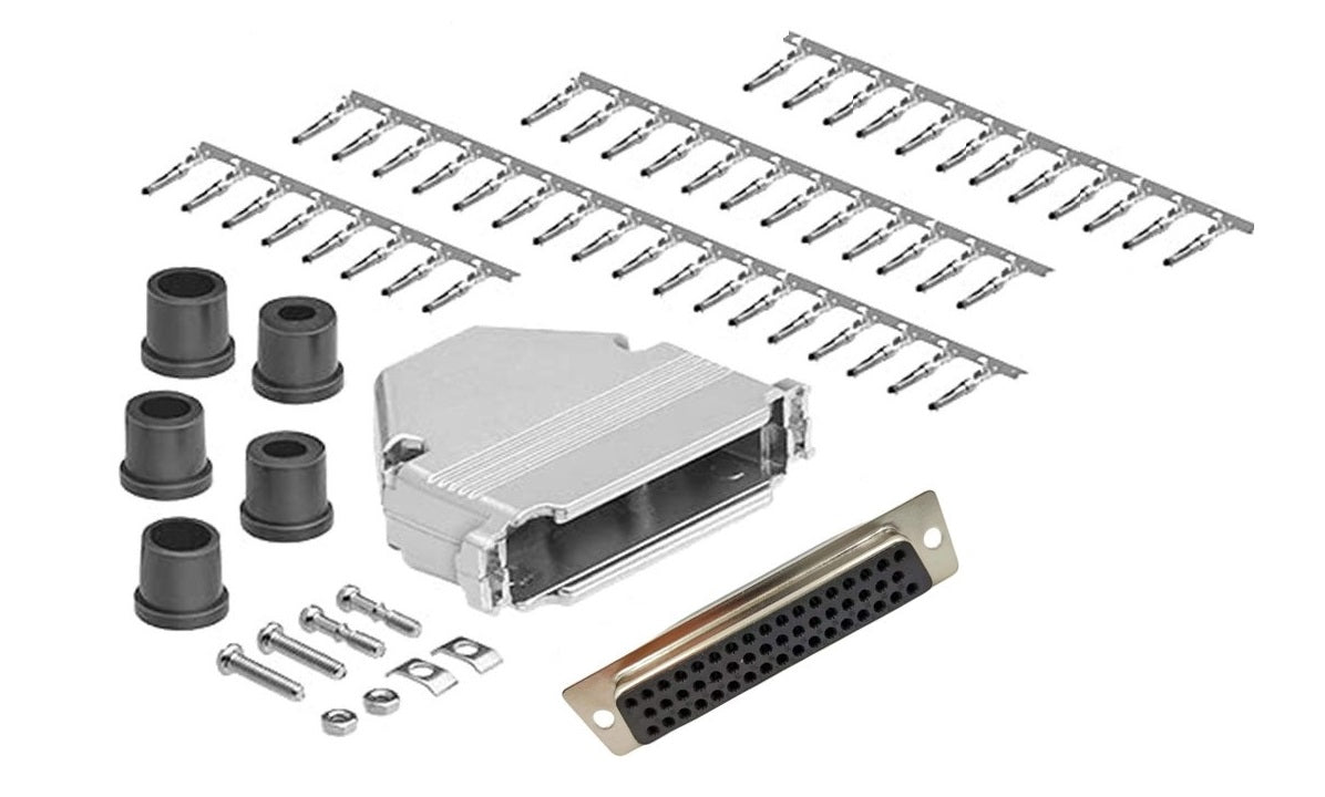 DB50 Female Crimp Type Shielded Metal Hood - High Quality RF Connector for Ham Radio, CB Radio & Antenna Applications - Perfect for Outdoor & Marine Communication Setups