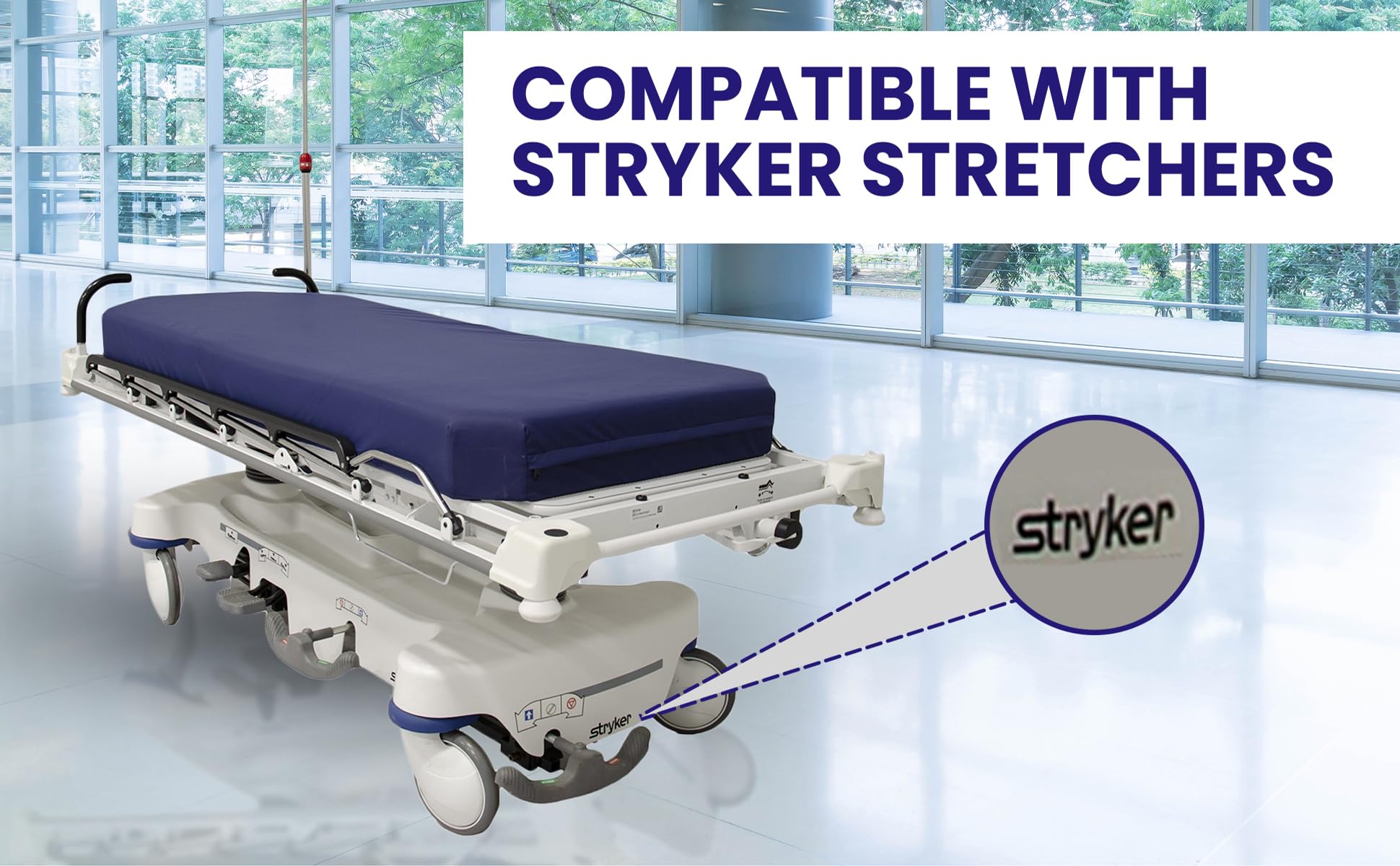 MFD782604 Stretcher/Gurney Mattress with Dartex 4-Way Stretch Pressure-Reducing Cover - Fits Hill-ROM Transtar Surgical Tables - Hospital, Clinic & Emergency Use for Patient Comfort & Pressure Relief