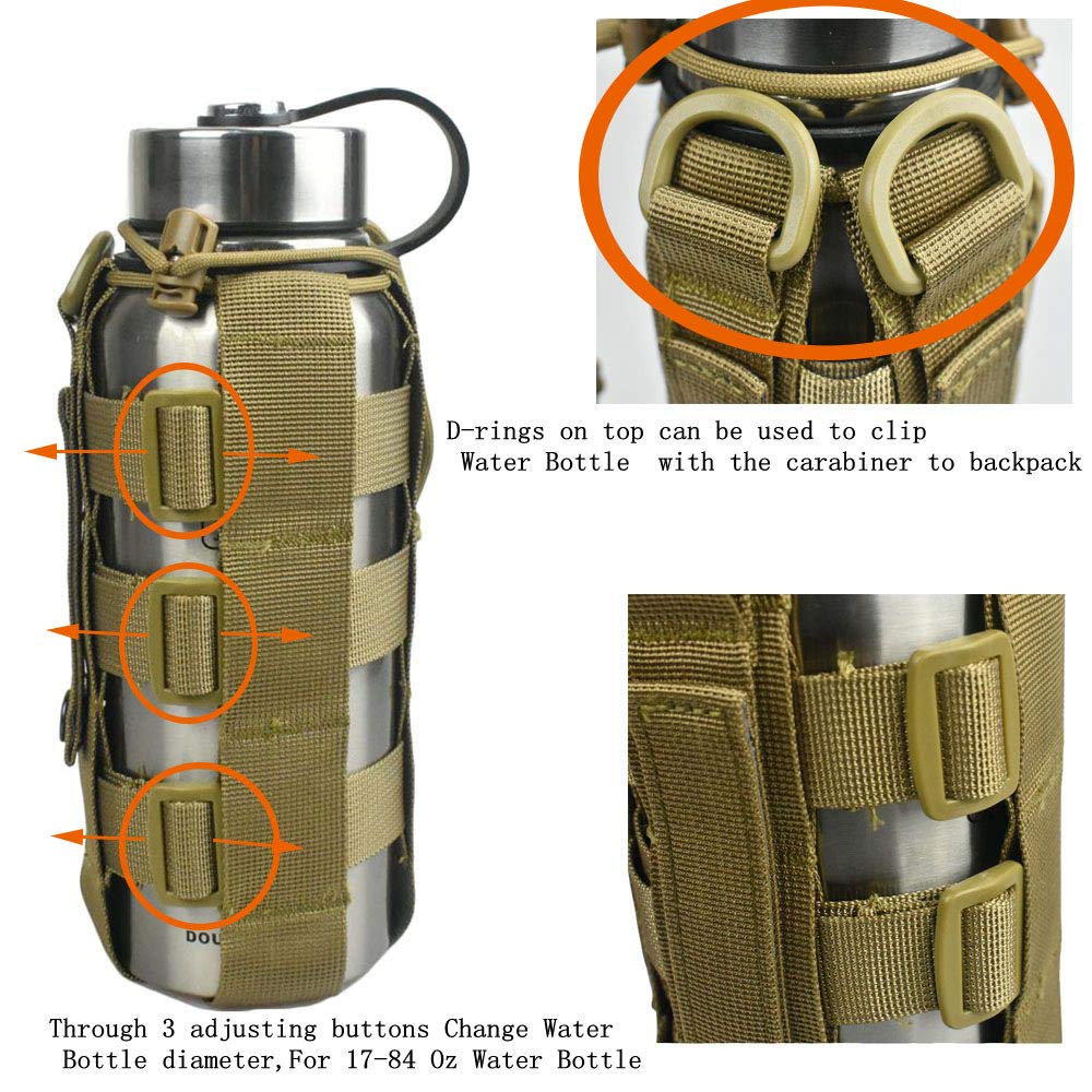 Minimalist Adjustable MOLLE Water Bottle Pouch - Lightweight Tactical Bottle Holder for 17-42oz Canteens - Perfect for Hiking, Camping & Outdoor Adventures