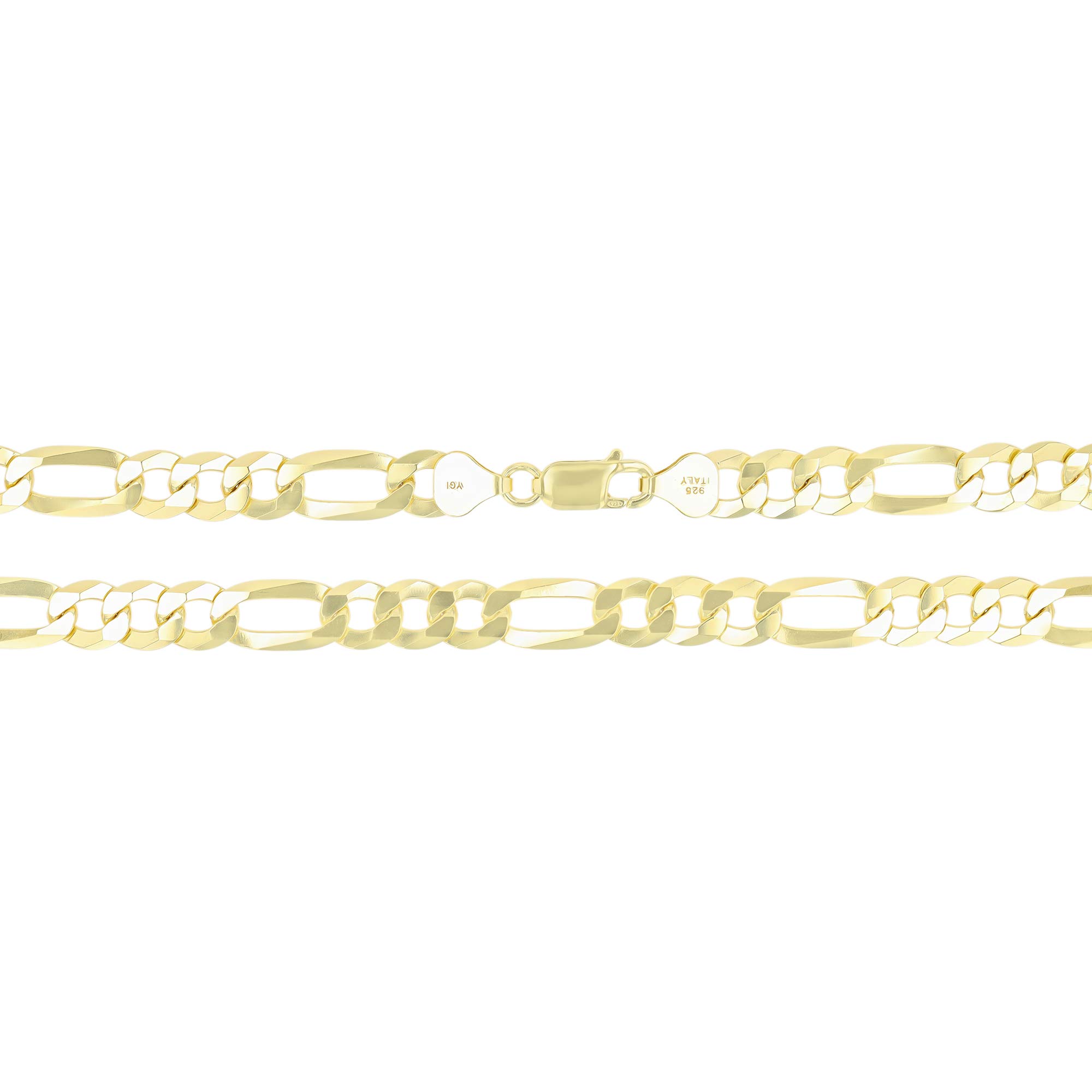 14K Gold or Rhodium Plated Sterling Silver Figaro Chain Necklace for Men - 1mm to 13mm Thickness - Solid 925 Italian Jewelry for Everyday Wear, Gifts & Special Occasions