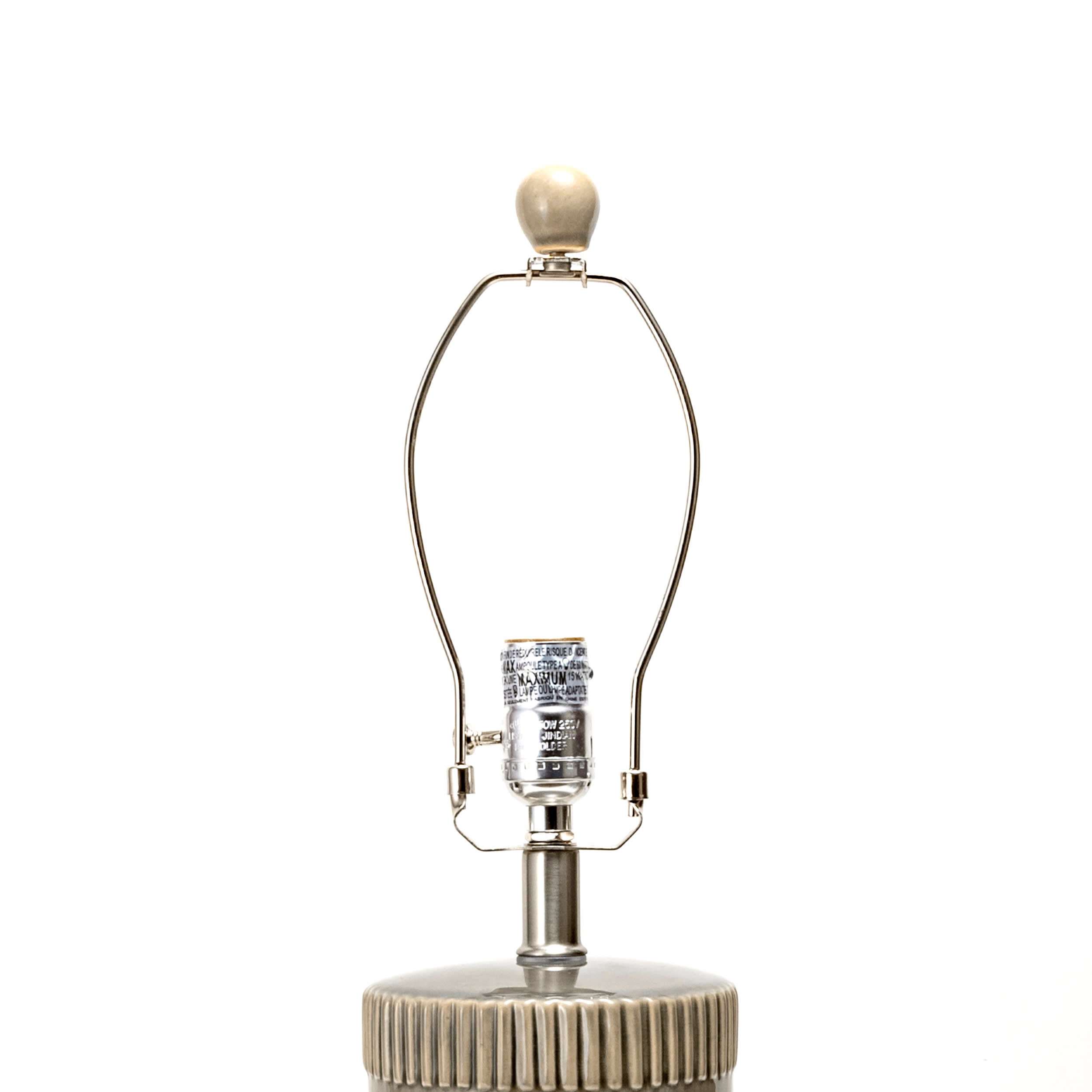 25 Inch Tangela Ridged Ceramic Table Lamp - Modern Grey Home Decor for Living Room, Bedroom & Office Lighting