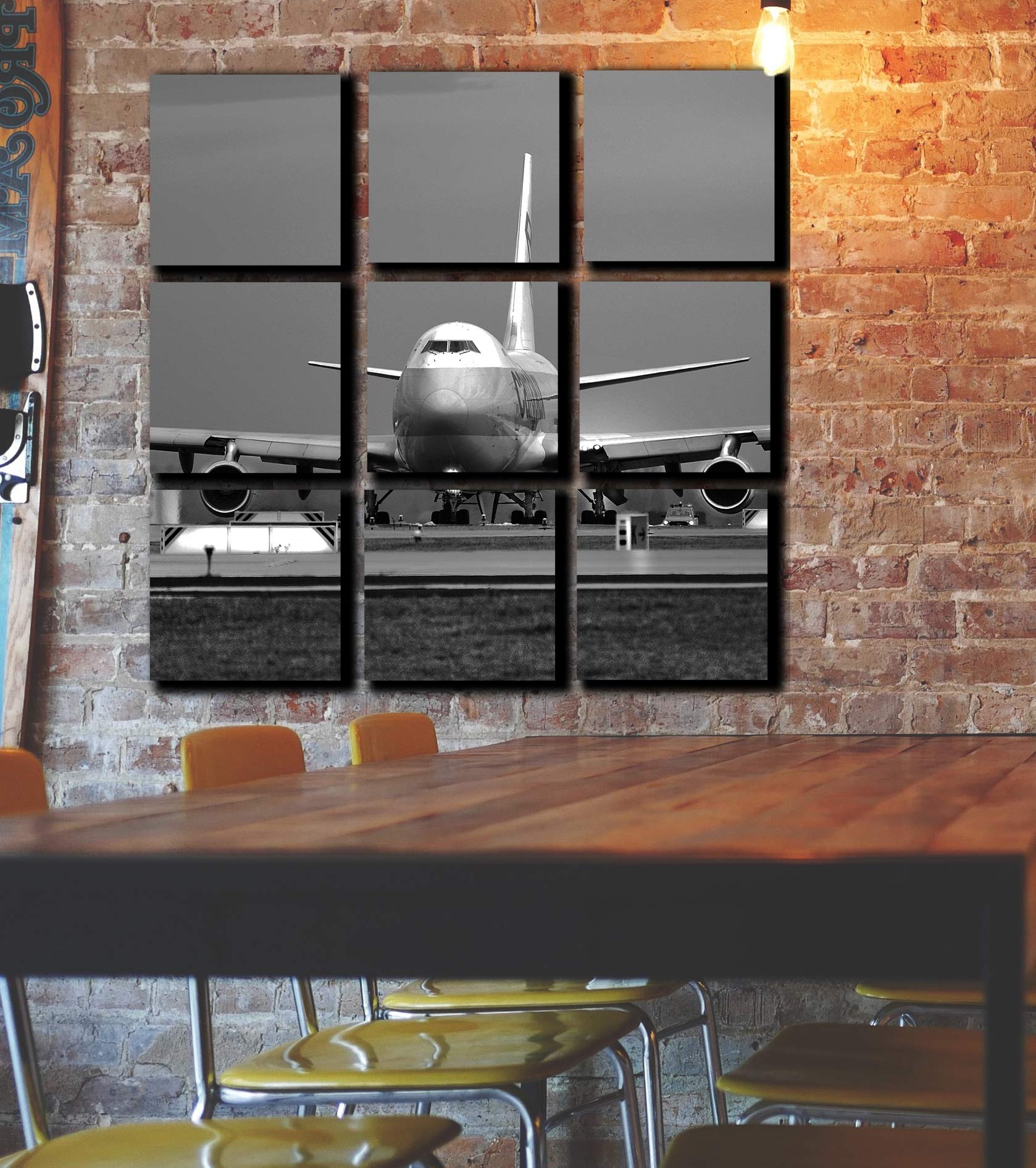 Boeing 747 Aviation Wall Art - 9 Piece Jumbo Plane Canvas Painting Set (30x30 in) - Airplane Decor for Pilot Gifts & Home Office Decoration | Perfect for Aviation Enthusiasts & Flight Themed Rooms