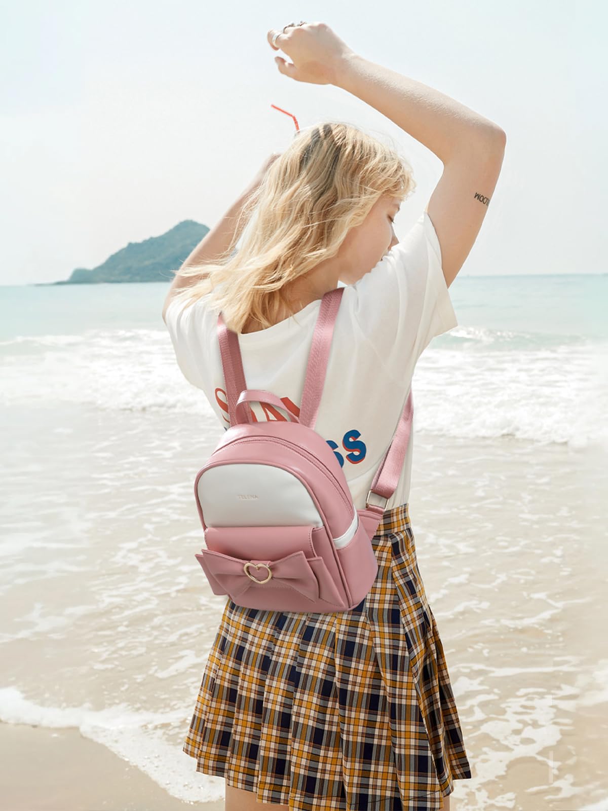 Telena Small Leather Backpack Purse for Women & Girls - Cute Mini Backpack Shoulder Bag for Travel, School, Work & Daily Use | Durable & Stylish Crossbody Bag for Outings, Shopping & Commuting