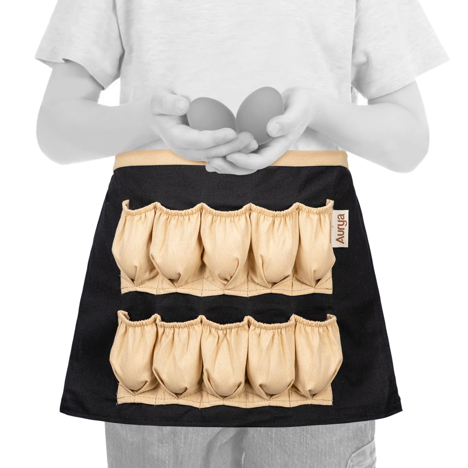 Aurya Kids Egg Collecting Apron - Chicken Hen Duck Goose Gathering Holder for Toddlers & Children | Farm Animal Themed Play Apron for Easter Egg Hunts, Farm Visits & Pretend Play