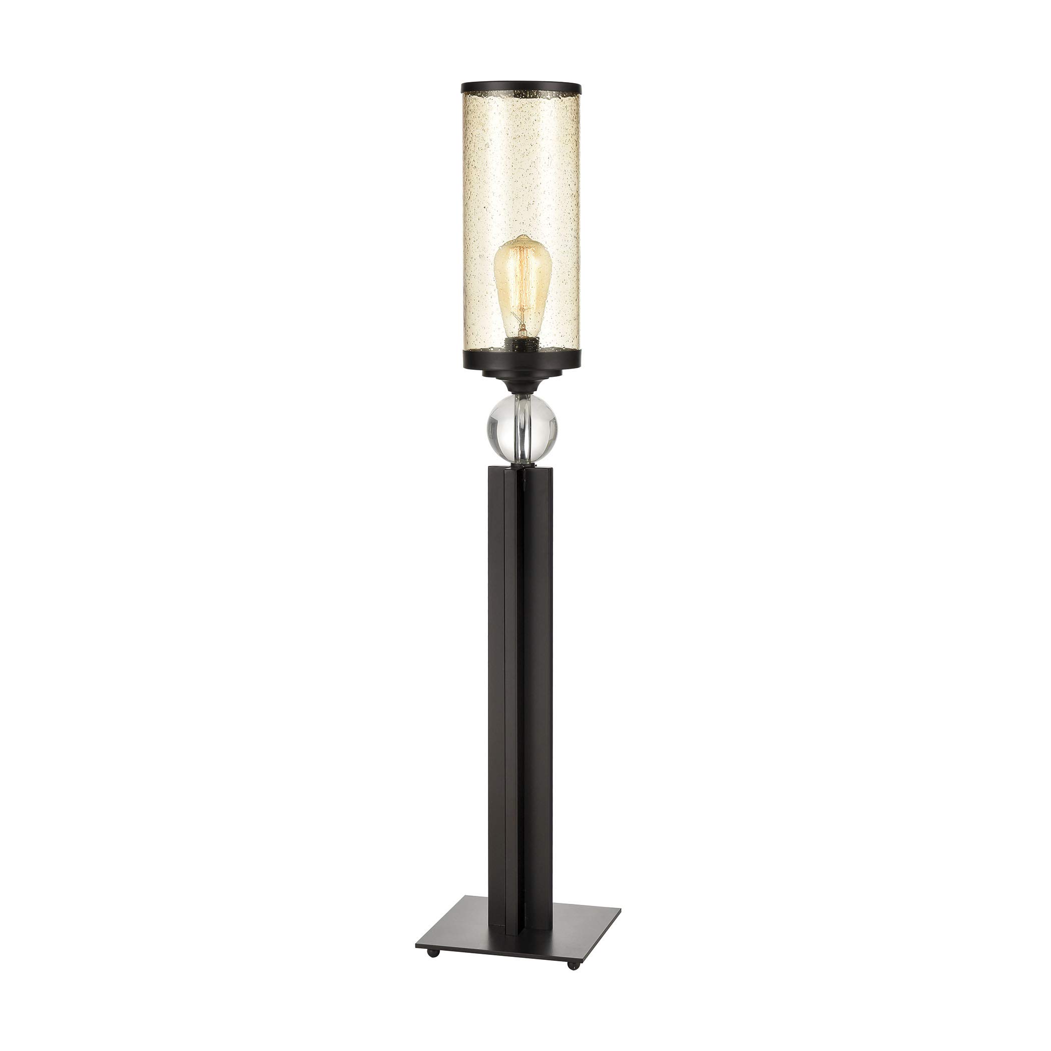 Elk Lighting D4405 Bronze Table Lamp with Amber Glass Shade - Elegant Home Decor for Living Room, Bedroom, or Office Lighting