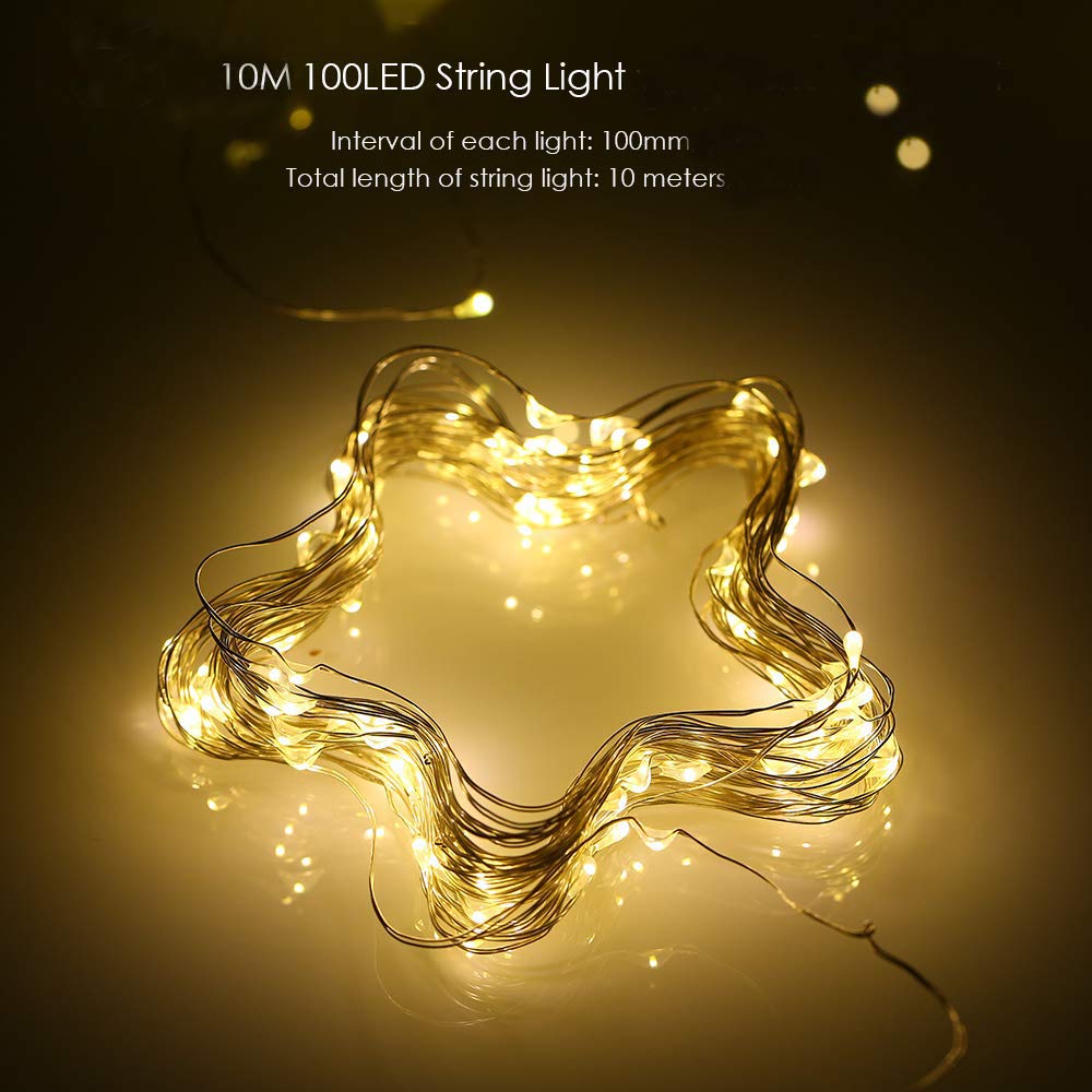100LED 33ft Waterproof Fairy String Lights with UL Power Adapter - Warm White Plug-in Decorative Lights for Bedroom, Home, Garden, Wedding & Party Decor | Indoor & Outdoor Use