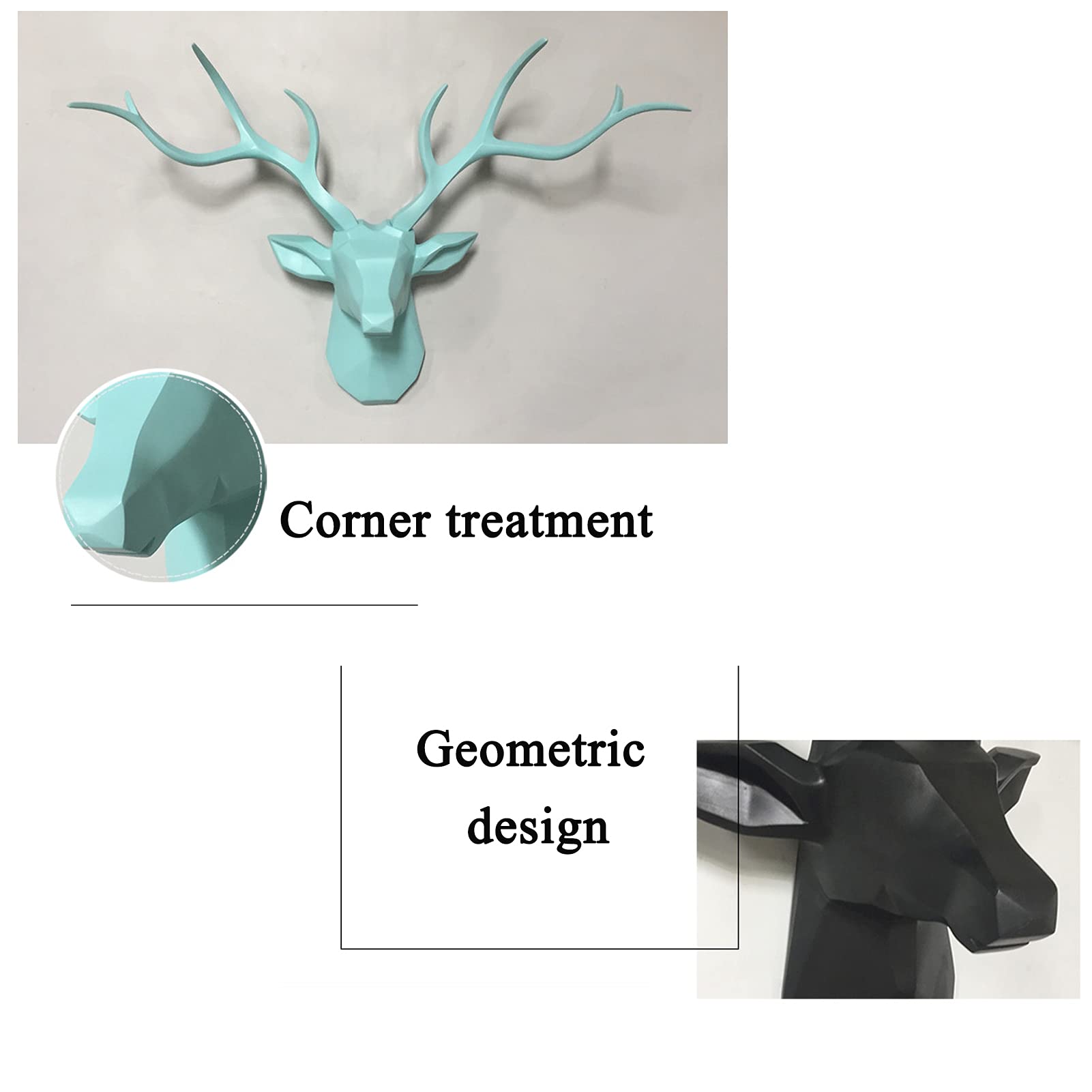 Stylish Geometric Deer Head Wall Art - Modern Faux Taxidermy Resin Decor with Antlers for Home, Living Room, Bedroom & Hotel - Perfect for Rustic, Farmhouse or Contemporary Interior Design