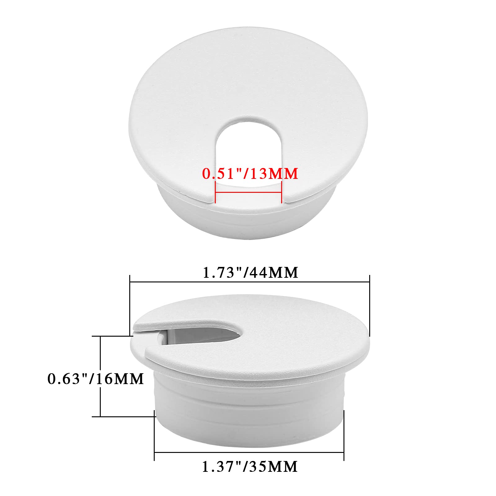 BokWin 5Pcs White Wire Hole Cover - 35mm/1.38 Inch Plastic Desk Cable Hole Cover for Table, Furniture, Computer Cord Management | Cable Organizer for Office, Home & Workspace Organization