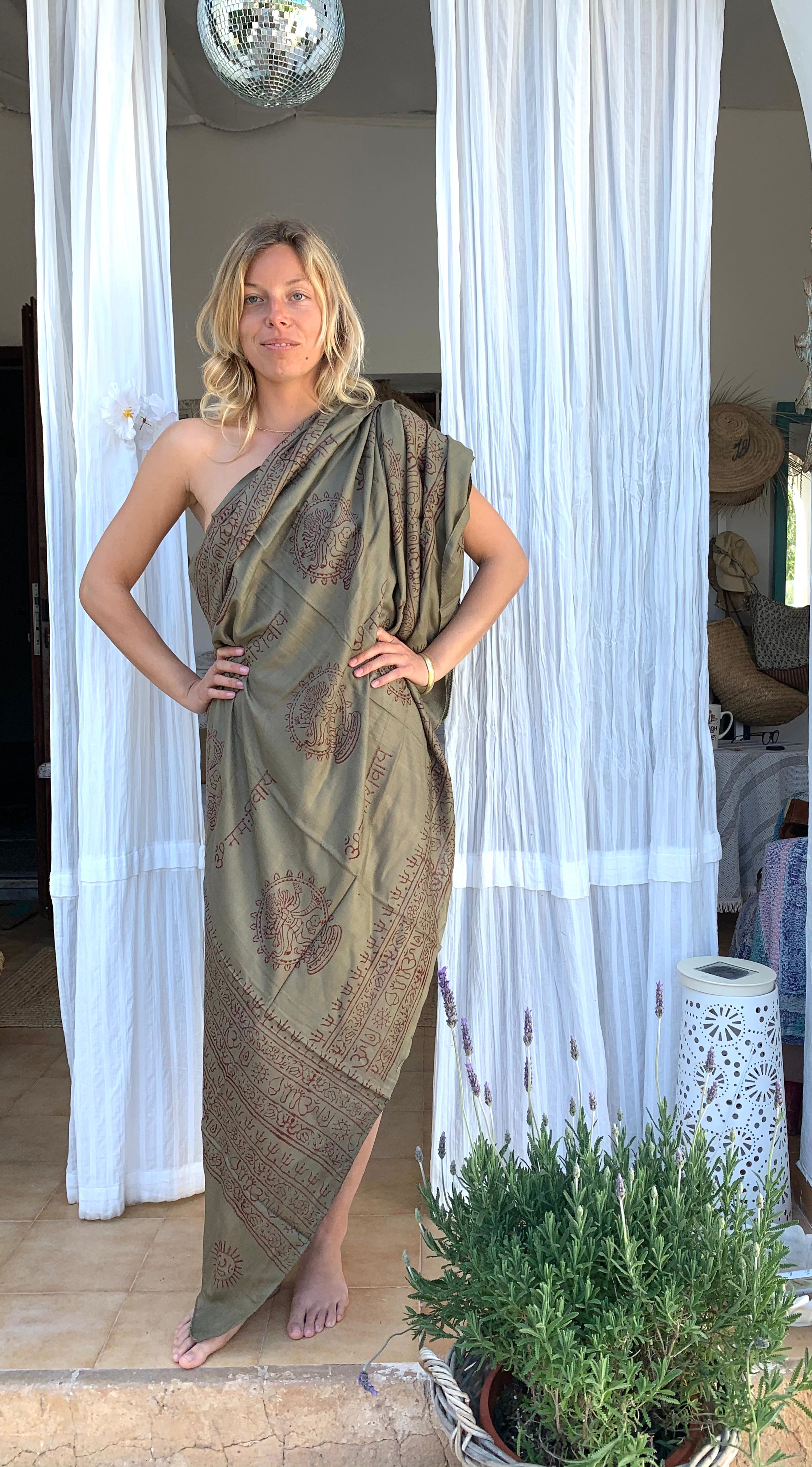Large Size Om Print Sarong Pareo Shawl - Perfect for Beach, Pool, and Summer Outfits