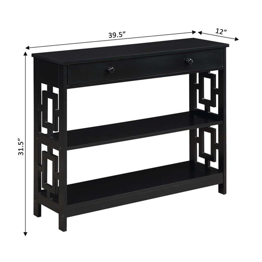 Pemberly Row Modern Black Wood Finish One-Drawer Console Table - Perfect for Entryway, Hallway & Living Room Decor