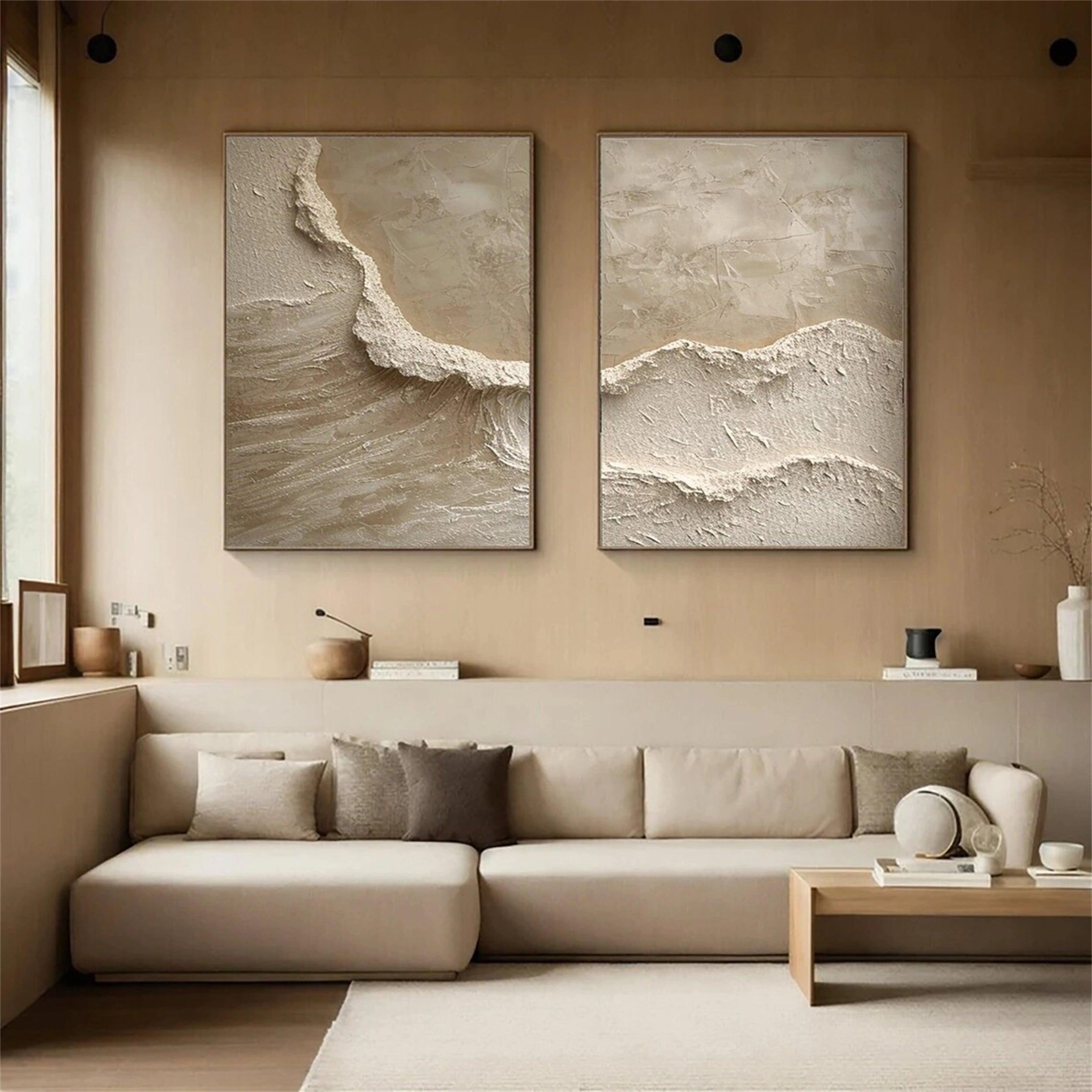 Ocean and Sky Painting Set of 2 - Modern Coastal Wall Art for Living Room & Bedroom Decor | Ready to Hang Canvas Prints | Home & Office Wall Decor