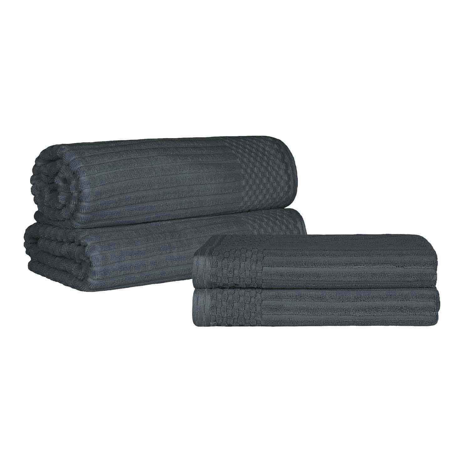 Premium Soho Ribbed Textured Cotton Bath Towel Set - Ultra Absorbent & Quick Dry - Luxury Spa & Bathroom Towels for Hotel, Home, Gym Use