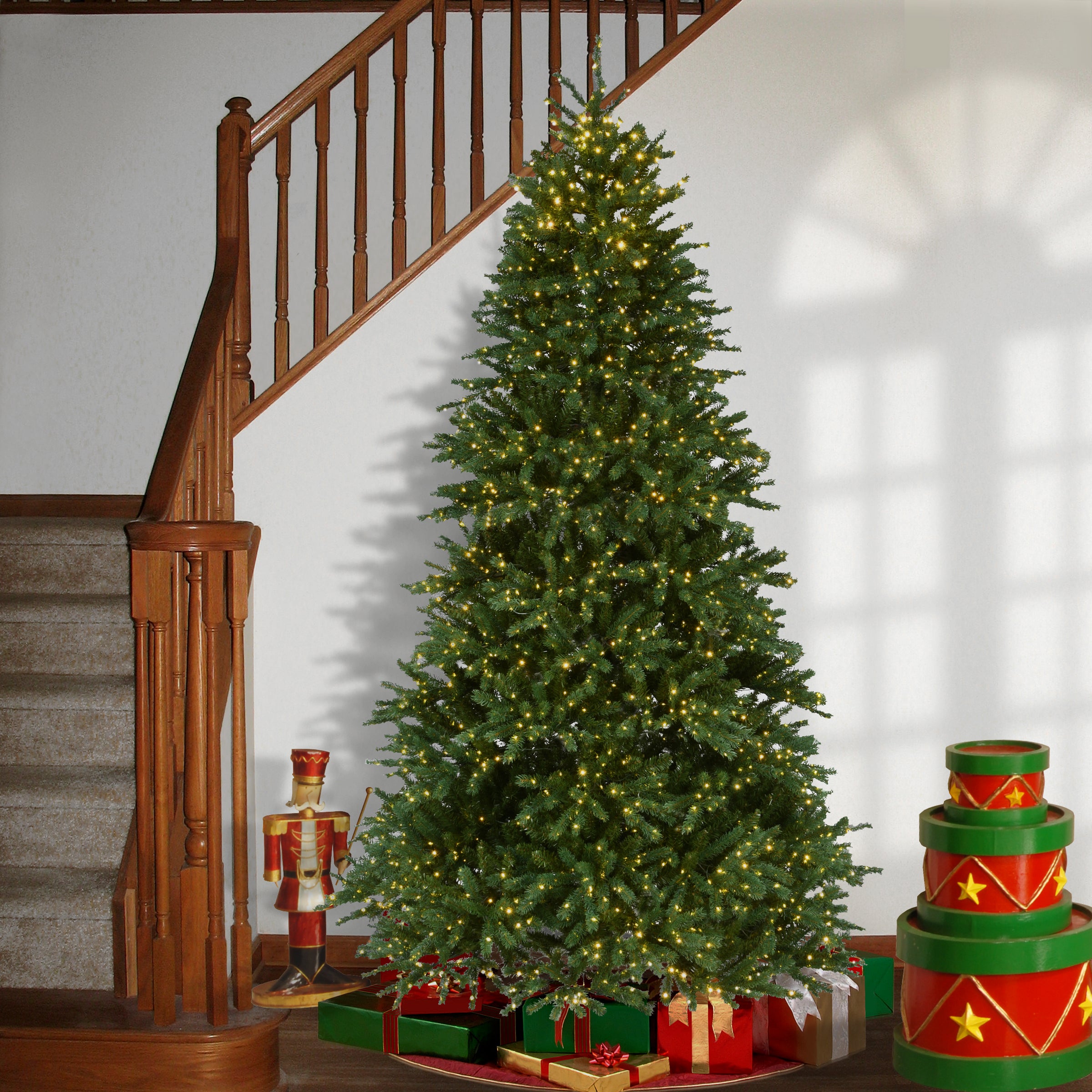 7.5 ft Pre-Lit Slim Artificial Christmas Tree - Dual Color LED Infinity Lights, Realistic Jersey Fraser Fir for Holiday Decor | Perfect for Living Room, Office & Festive Events