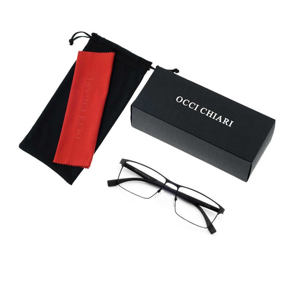 OCCI CHIARI Blue Light Blocking Glasses for Men - Anti Eye Strain Computer & Gaming Glasses with Stylish Black Frame - Perfect for Office Work, Screen Time & Video Games