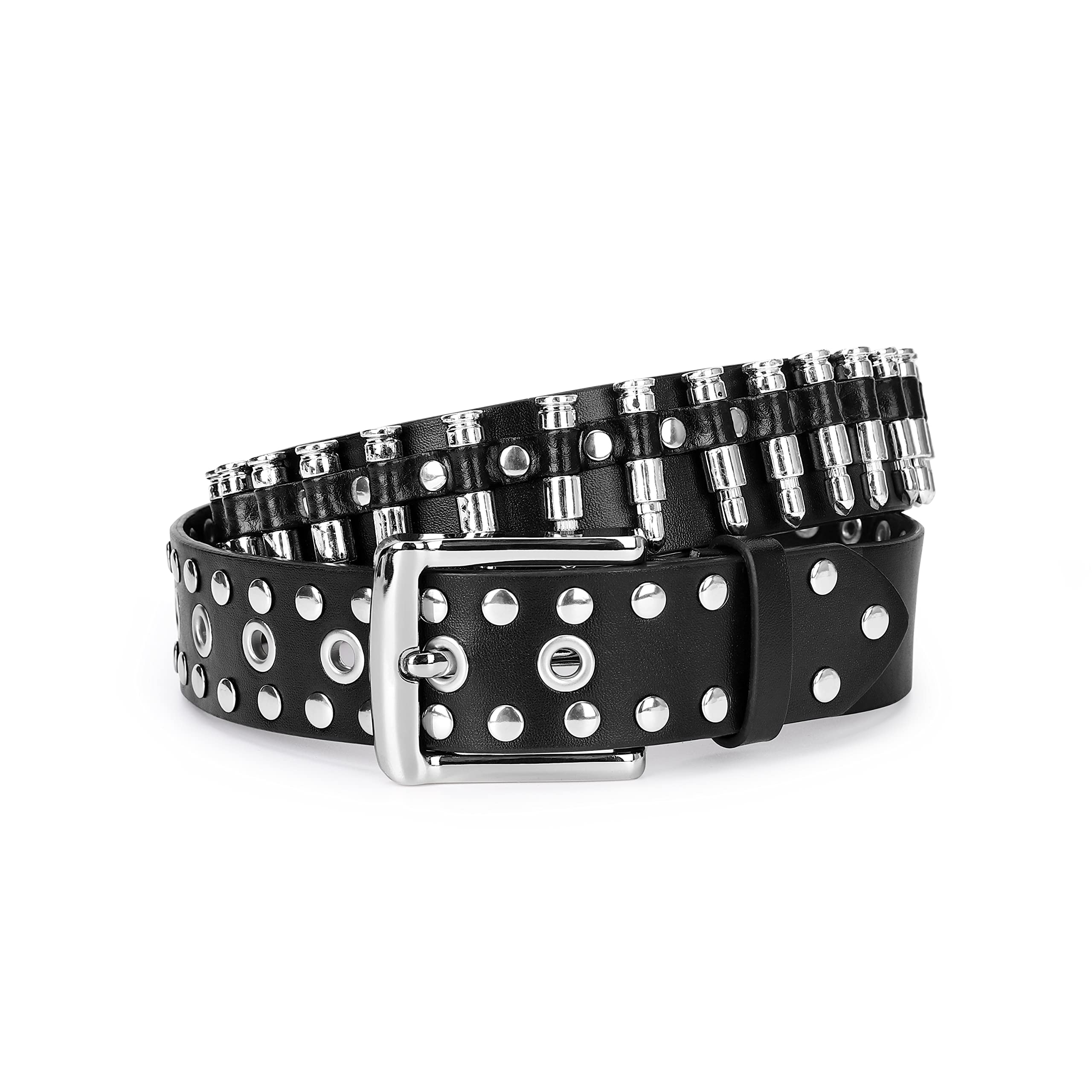 Personalized Black PU Leather Bullet Rivet Belt for Men - Stylish Hip Hop Fashion Accessory for Jeans, Pants & Casual Outfits | Perfect Gift for Trendy Streetwear Lovers