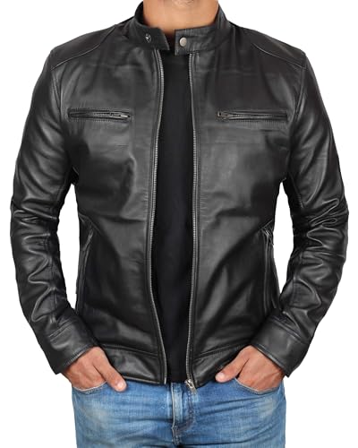 Black - Ddge Mens Leather Jacket