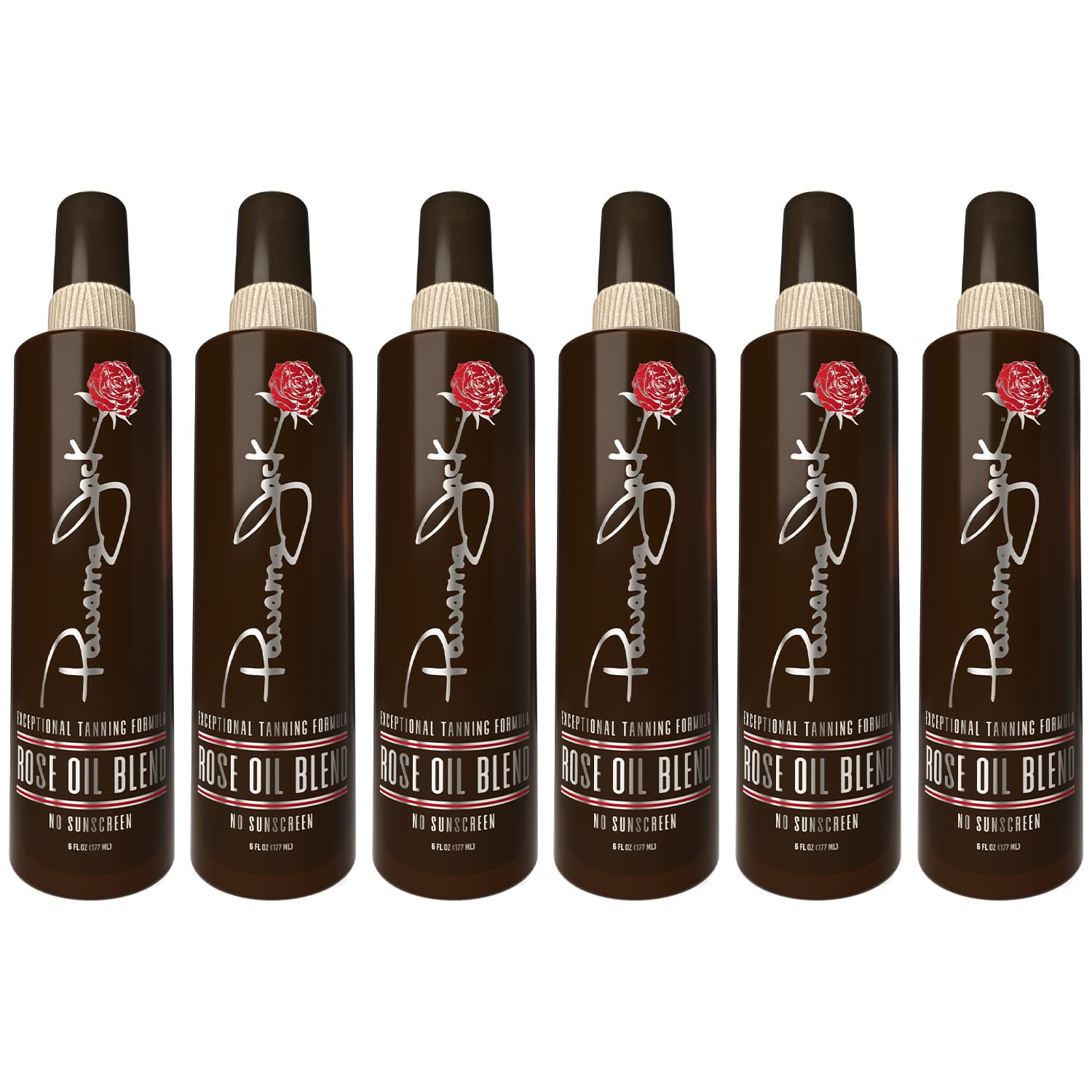 Panama Jack Rose Oil - SPF 0 Sun Tanning Oil, No Sunscreen, Natural Tan Enhancer for Deep Bronzing (Pack of 6) | Perfect for Beach, Pool & Summer Vacation Glow
